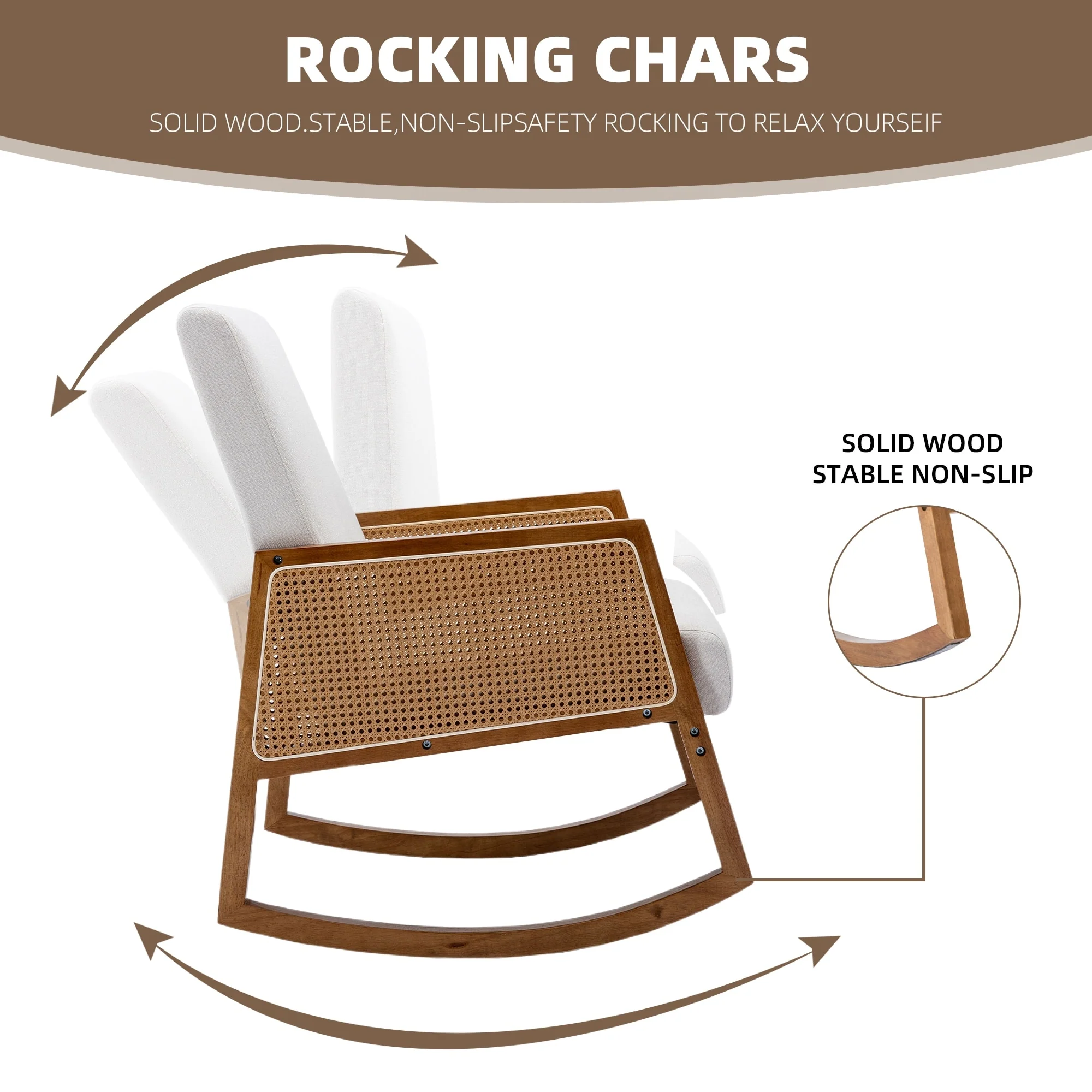 Upholstered Tall Back Rocking Chair, Smooth Gliding Accent Armchair for Comfortable Living Room Seating - Image 12