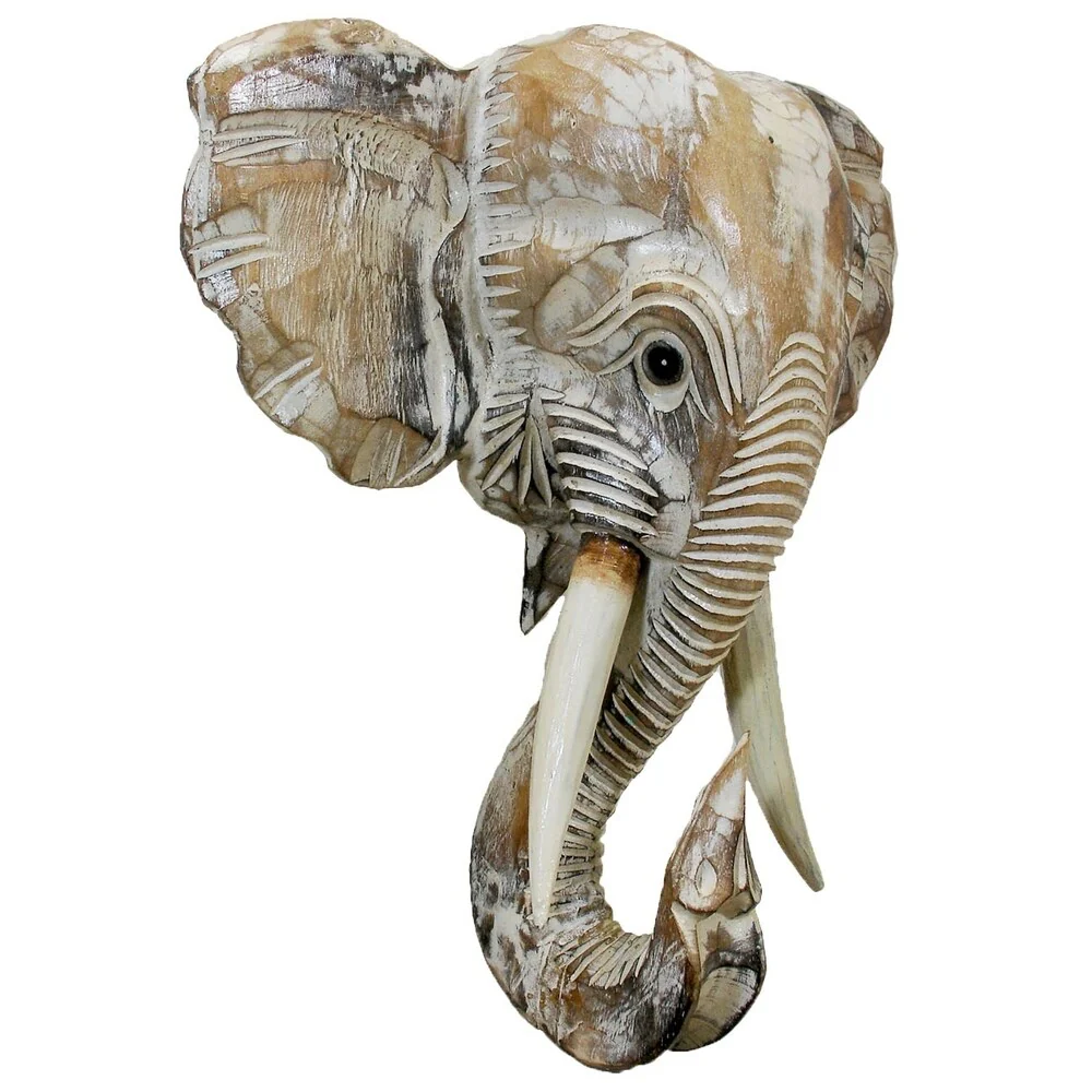 Wooden Elephant Head Wall Decor, Decorative Animal Sculpture Wall Art for Living Room, Bedroom and Home Decoration - Image 5