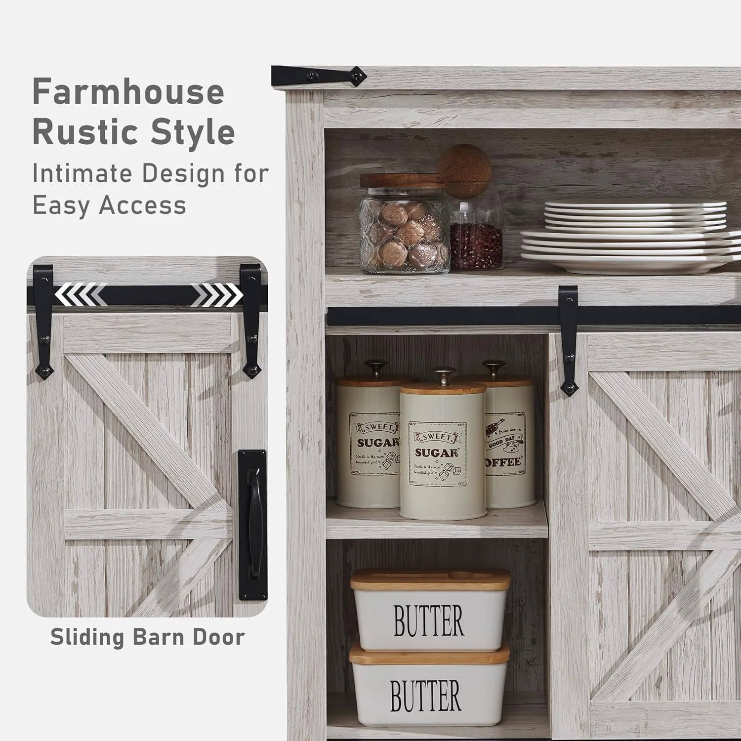 OKD Farmhouse Bathroom Storage Cabinet with 3 Drawers and Adjustable Shelves Wooden Rustic Accent Entryway Cupboard, Antique White - Image 11
