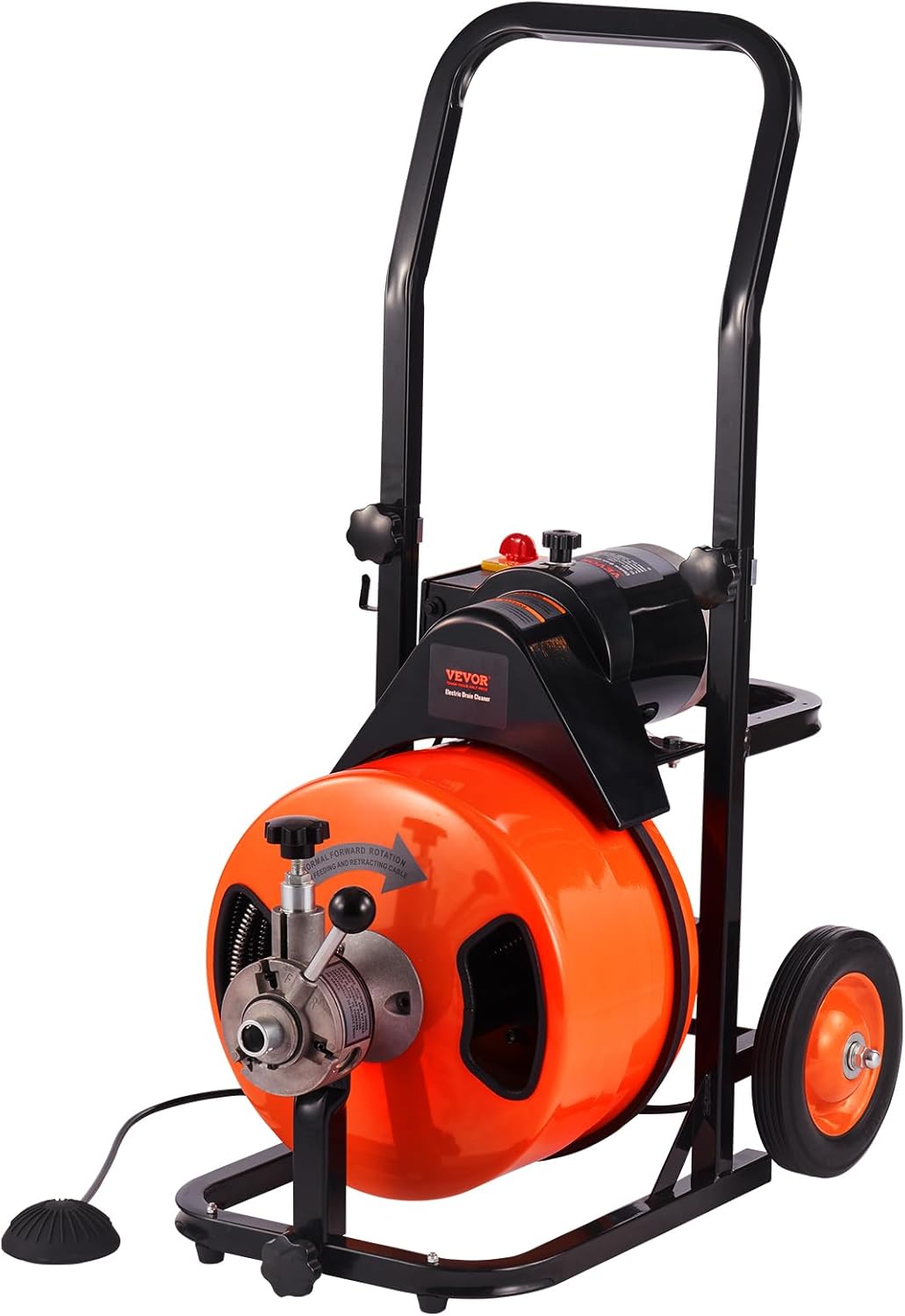 100FT x 1/2-Inch Drain Cleaner Machine, Auto-Feed Sewer Snake with 4 Cutters and Foot Switch for 1-4 Inch Pipes - Image 3