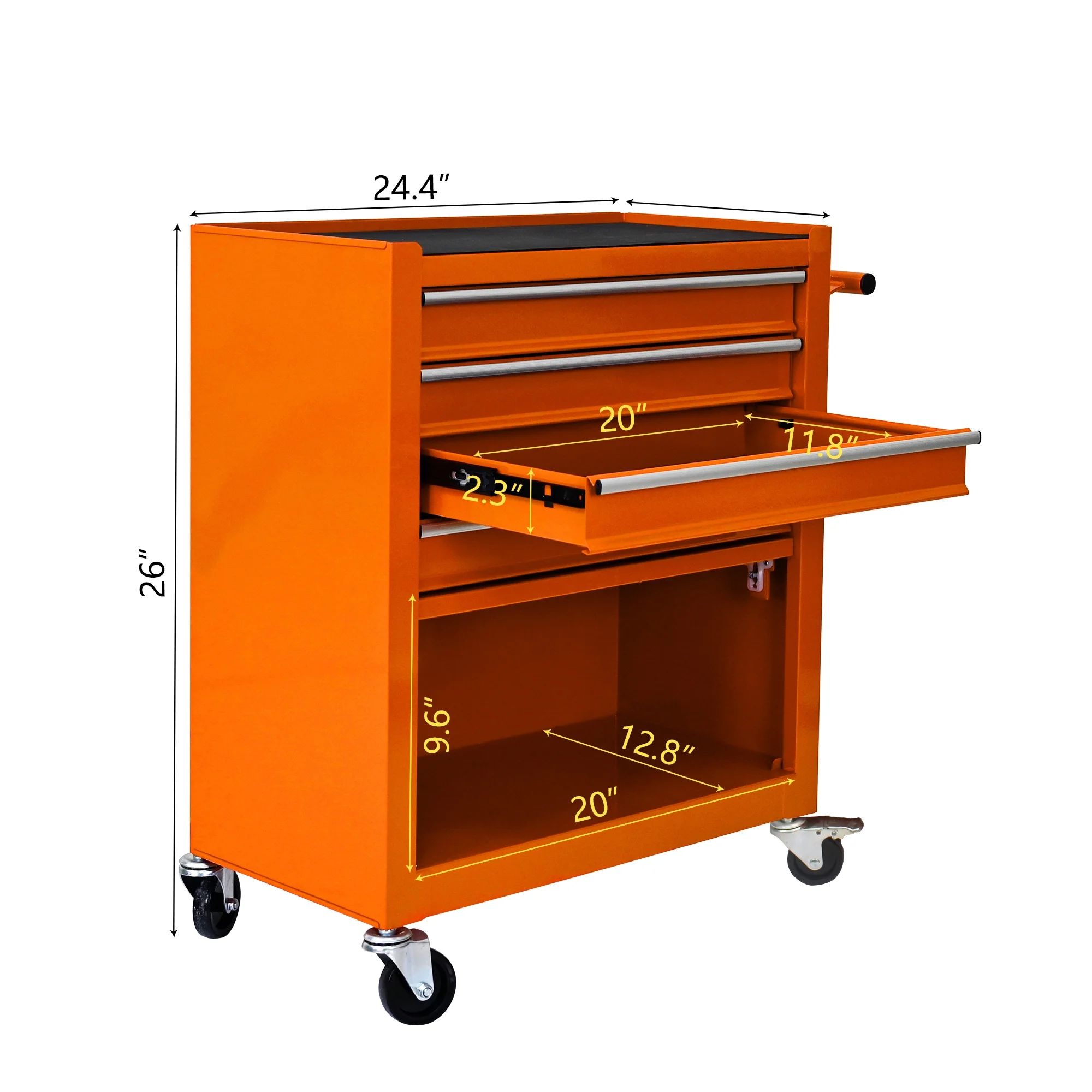 4 Drawers Multifunctional Tool Cart with Wheel Steel Tool Chest Storage Cabinet - Image 23