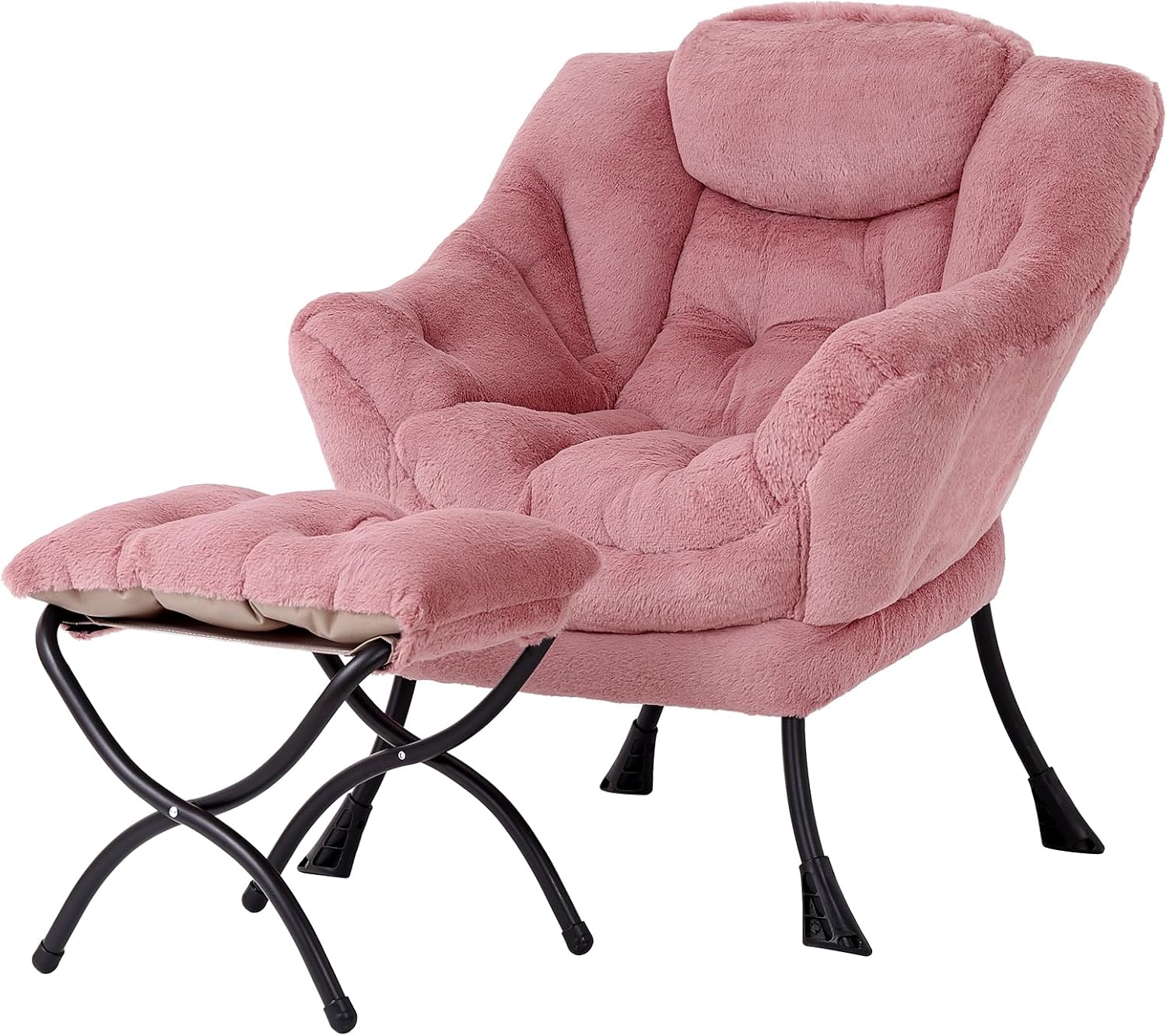 Lazy Chair with Ottoman, Reading Chair with Footrest, Dark Grey - Image 24