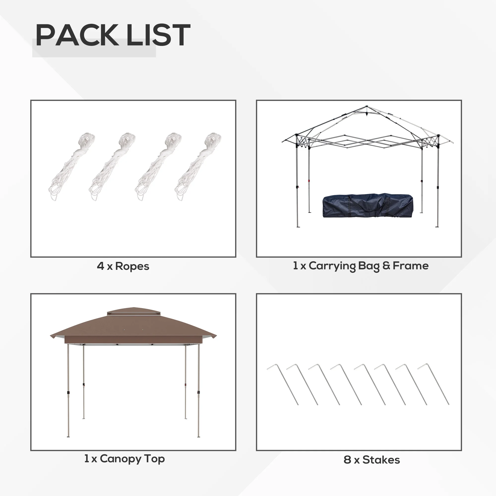Outdoor Umbrellas Outsunny 12' x 12' Pop Up Canopy Tent with Netting and Carry Bag, Instant Sun Shelter with 137 sq.ft Shade, Tents for Parties, Height Adjustable, for Outdoor, Garden, Patio, Khaki,P - Image 5