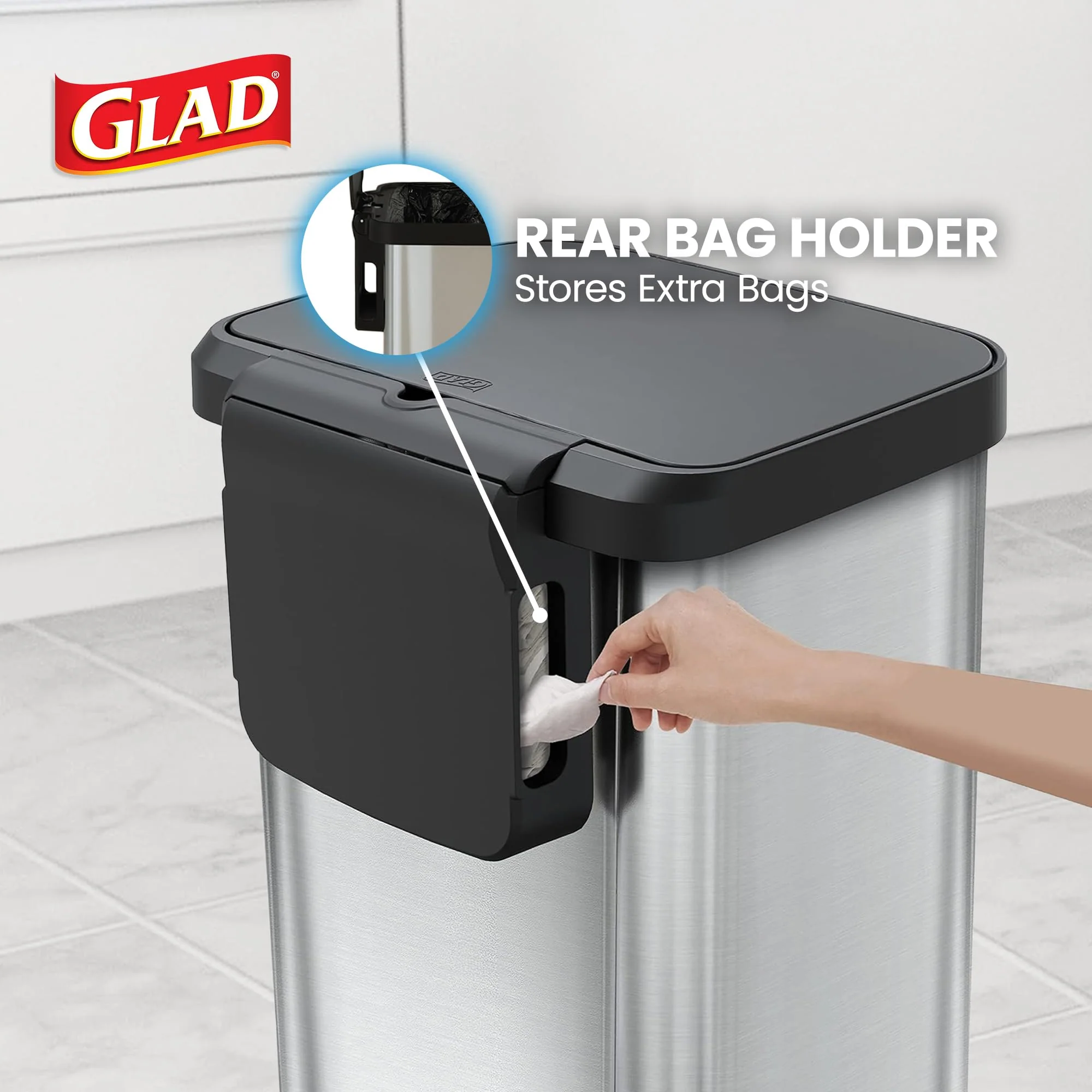 20 Gallon Stainless Steel Step Trash Can, Large Kitchen Garbage Bin with Odor Control - Image 5