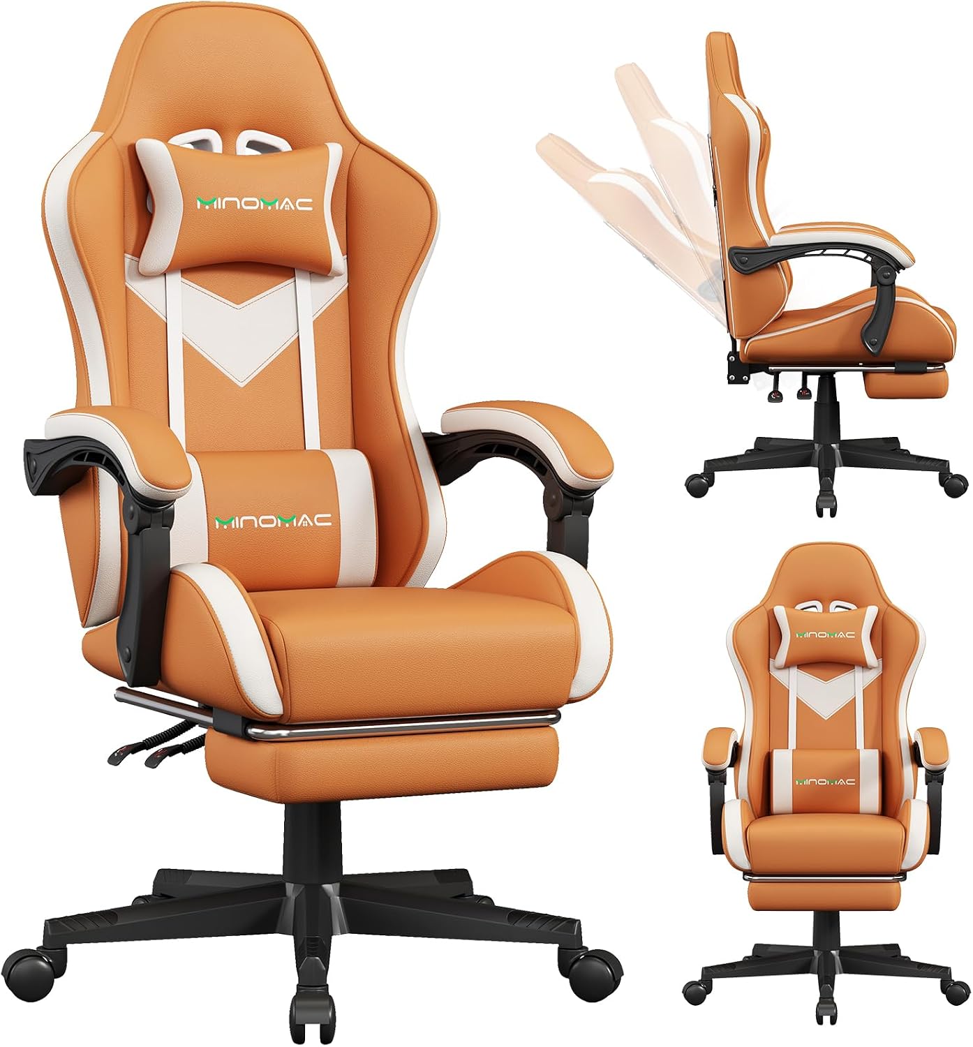 Gaming Chair Ergonomic Gamer Computer Office Chair, with Footrest, Lumbar Support, Headrest, Adjustable Height, Swivel Rolling - Image 6