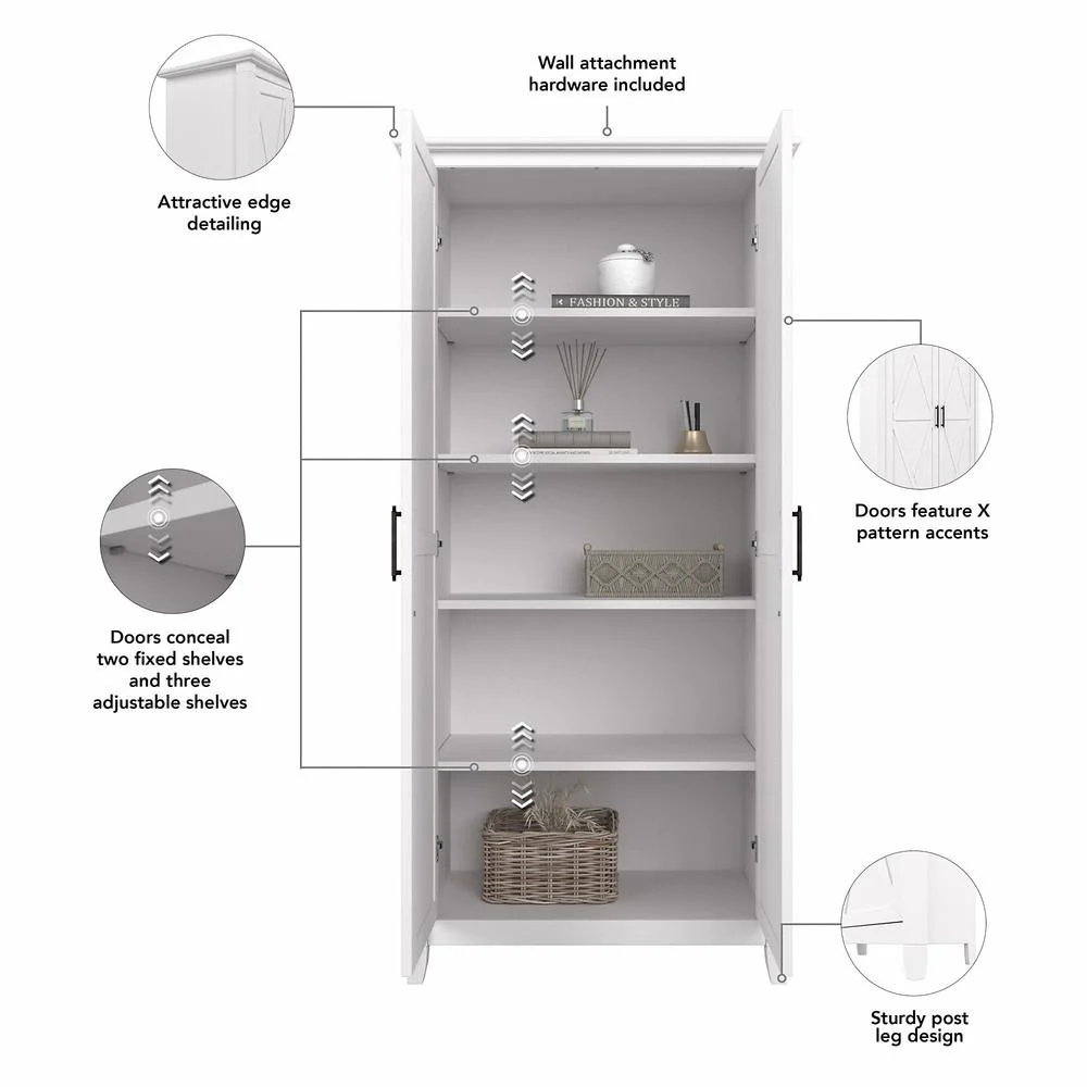Key West Tall Storage Cabinet with Doors in Bing Cherry - Engineered Wood - Image 16