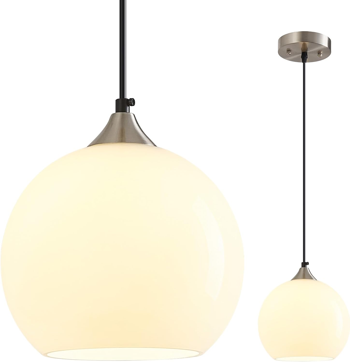 Amber Pendant Lights Kitchen Island 3 Pack, 5.9 in Seeded Glass Globe - Image 8