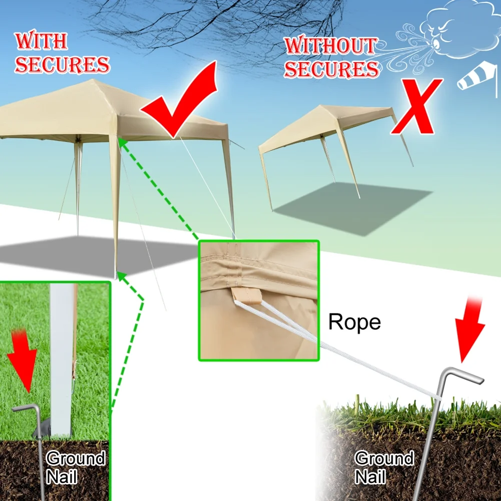 Spaco 10x10 FT pop up canopy with 2 Windows And 2 Doors, Instant Canopies Portable Gazebo UV Resistant Waterproof Enclosed Canopy Tent for Outdoor Events, Patio, Backyard, Party, Khaki - Image 3