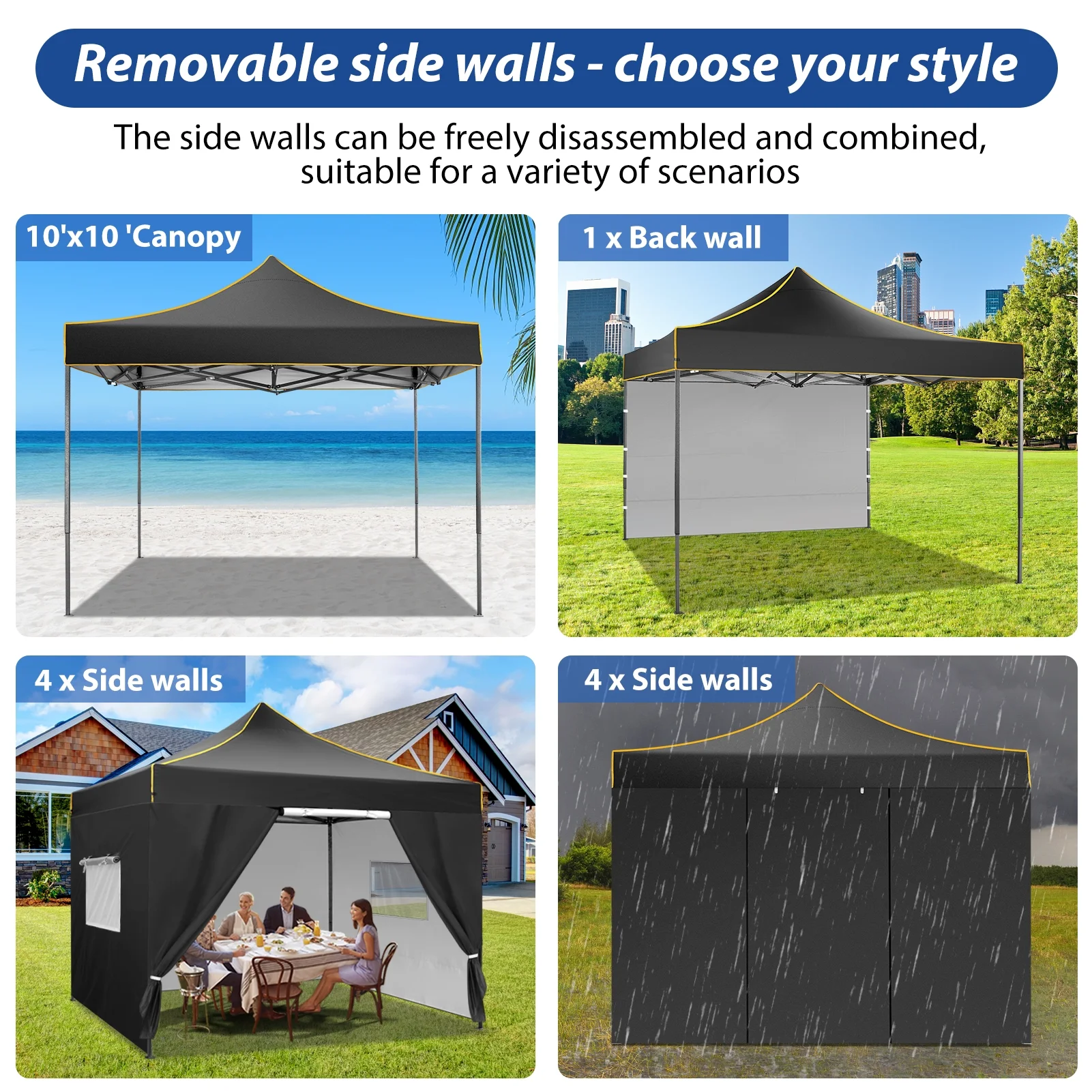 SANOPY 10'x10' Pop up Canopy Tent Anti-UV Waterproof Outdoor Gazebo Instant Party Wedding Backyard Canopy Tent Shade Shelter for Backyard, Patio, Parties,Khaki - Image 13