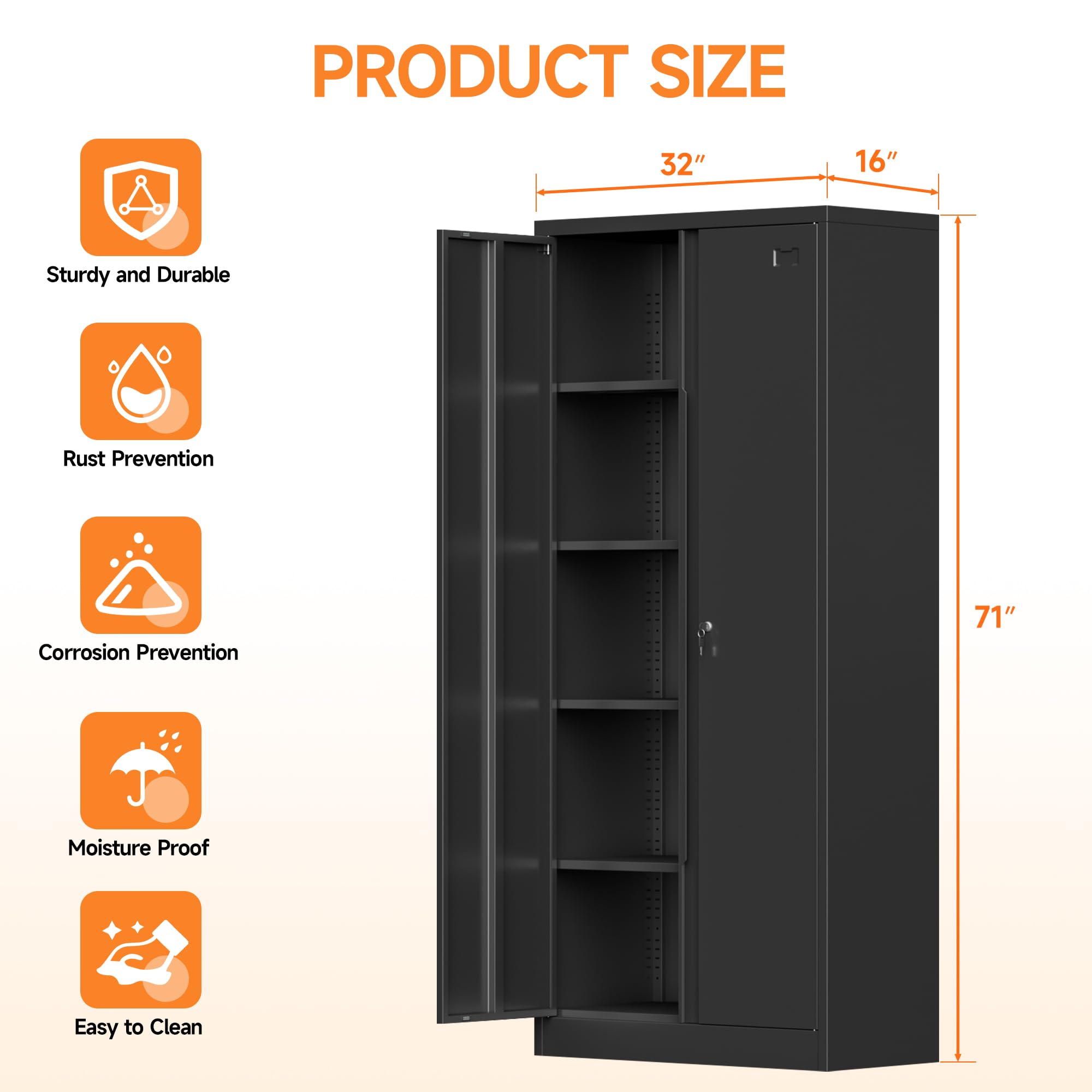 Metal Storage Cabinet, Metal Garage Storage Cabinet with 2 Doors and 2 Adjustable Shelves, Metal Cabinet Great for Garage, Home, Office, Warehouse (White, 36 inch) - Image 10