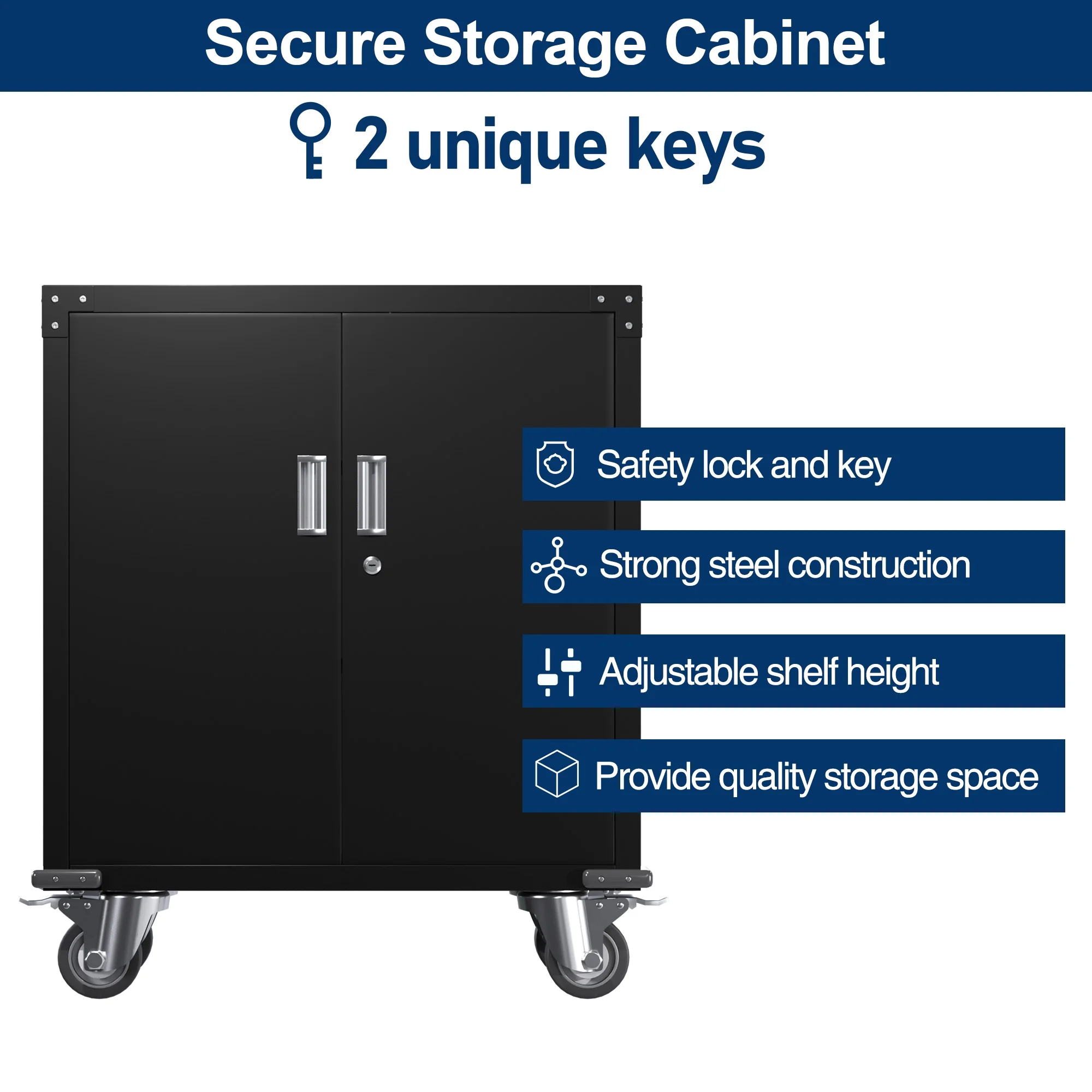 Aobabo Metal Storage Cabinet with Lock,Garage Storage Cabinet with Wheels,72In Steel Storage Cabinet for Garage Home Storage, Black Required-Assembly - Image 62