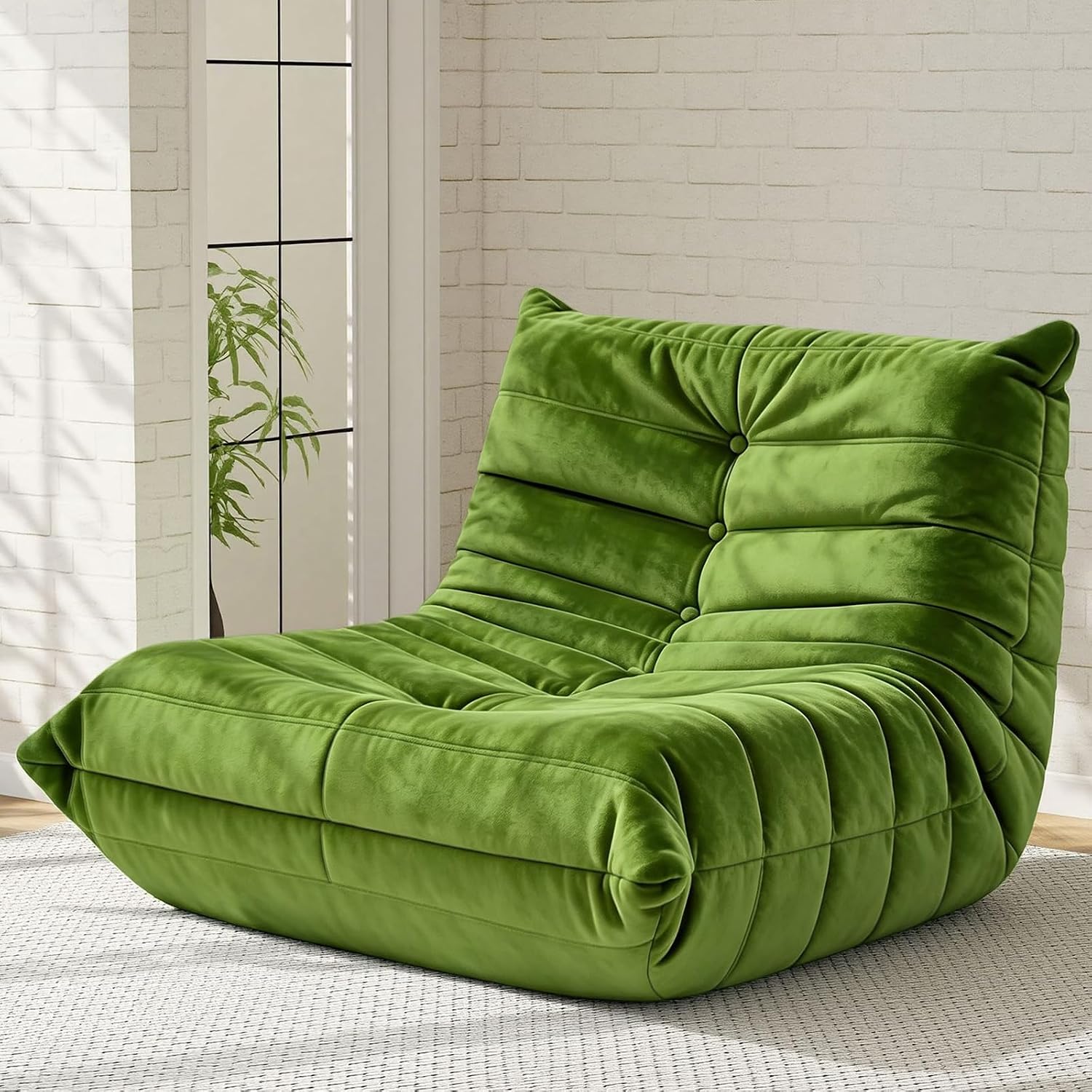 Bean Bag Chair for Adults, High-Density Foam, Dutch Velvet, Grey - Image 6
