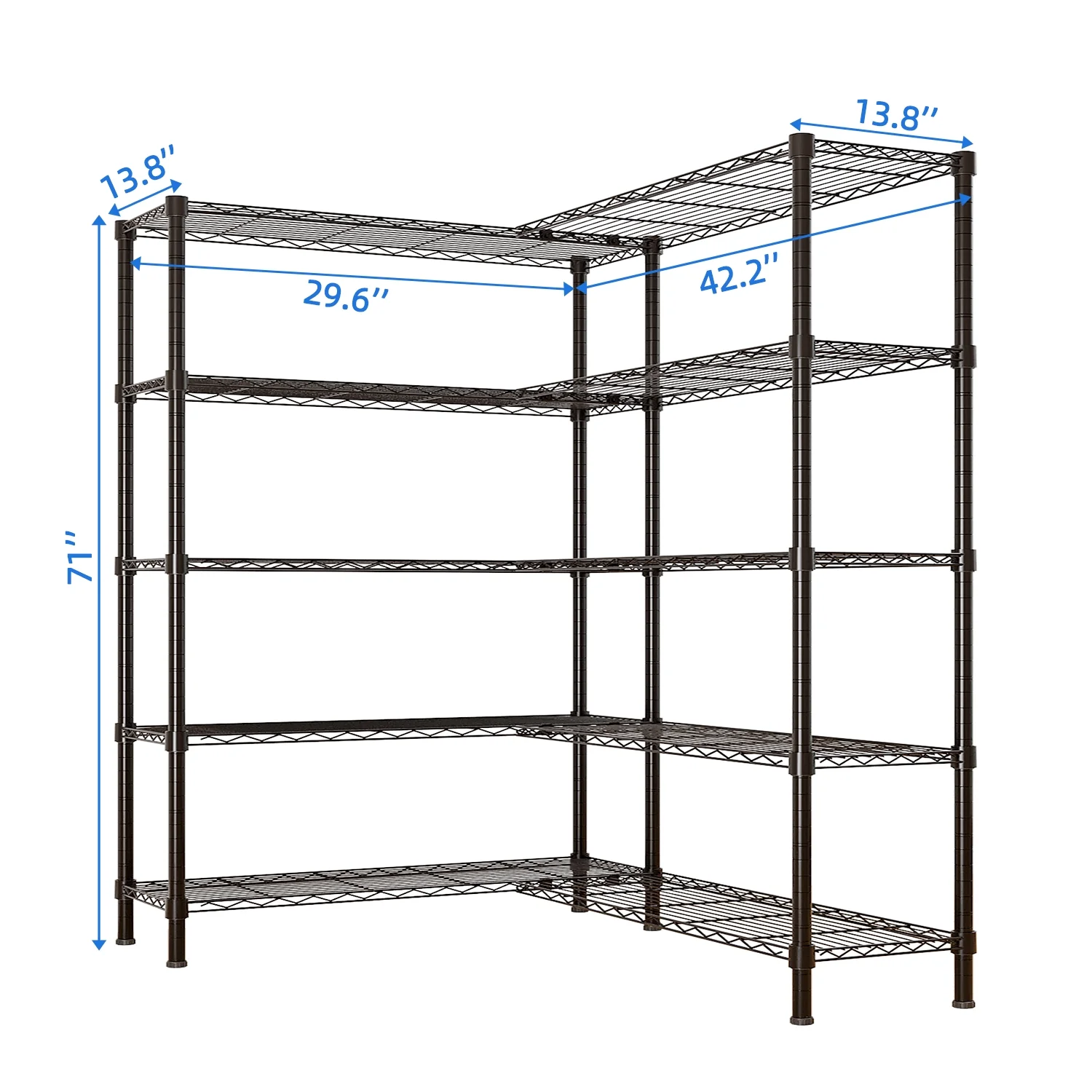 Zimtown Heavy Duty Storage Shelves, 63"W Wire Shelving Unit, Adjustable 4 Tier Metal Shelves Organizer Silver for Pantry Kitchen Basement, 1500 lbs Capacity - Image 18