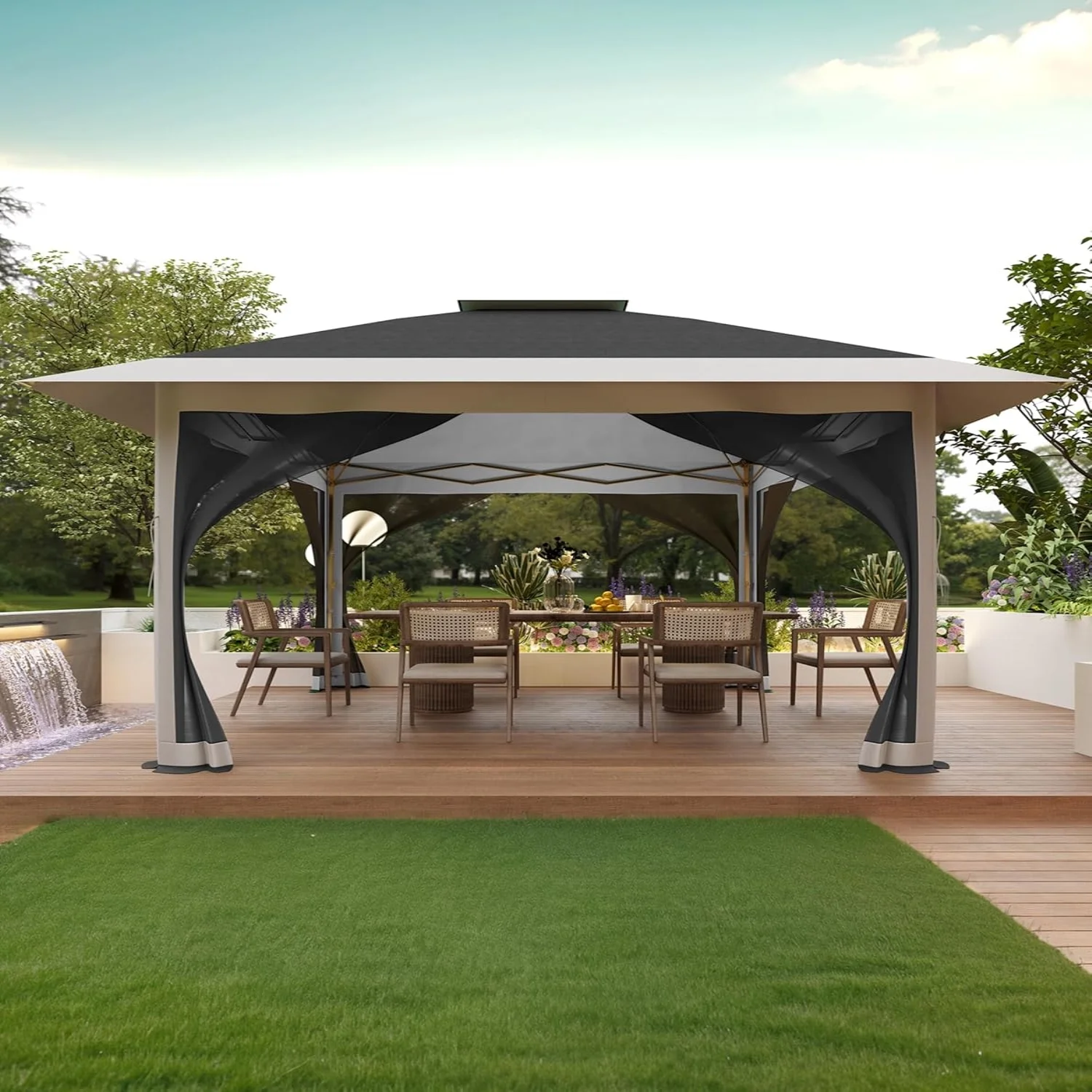 AOILE 13x13FT Pop-Up Patio Gazebo, Outdoor Canopy Tent with Mesh Walls, Double Roof & Carry Bag - Image 10