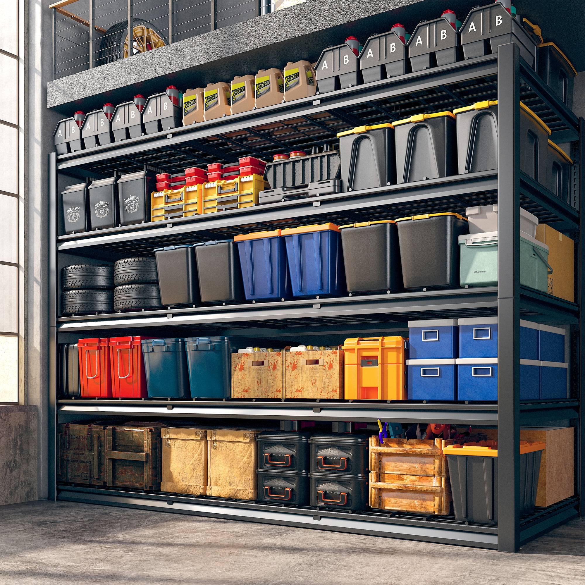 REIBII 60" W Garage Shelving 3000LBS Heavy Duty Storage Shelves Adjustable 5 Tier Metal Storage Rack,60" W x 24" D x 72" H - Image 12