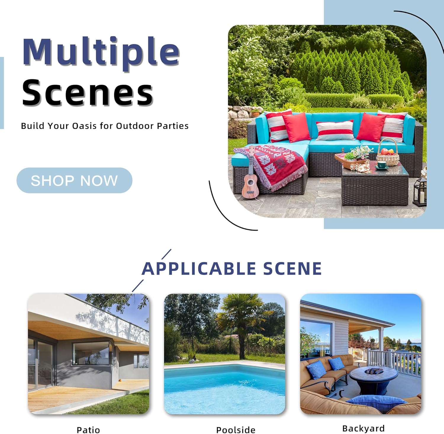 5-Piece All-Weather Patio Furniture Set with Ottoman, Outdoor Wicker Conversation Sofa Set with Cushions for Garden, Deck & Backyard - Image 20