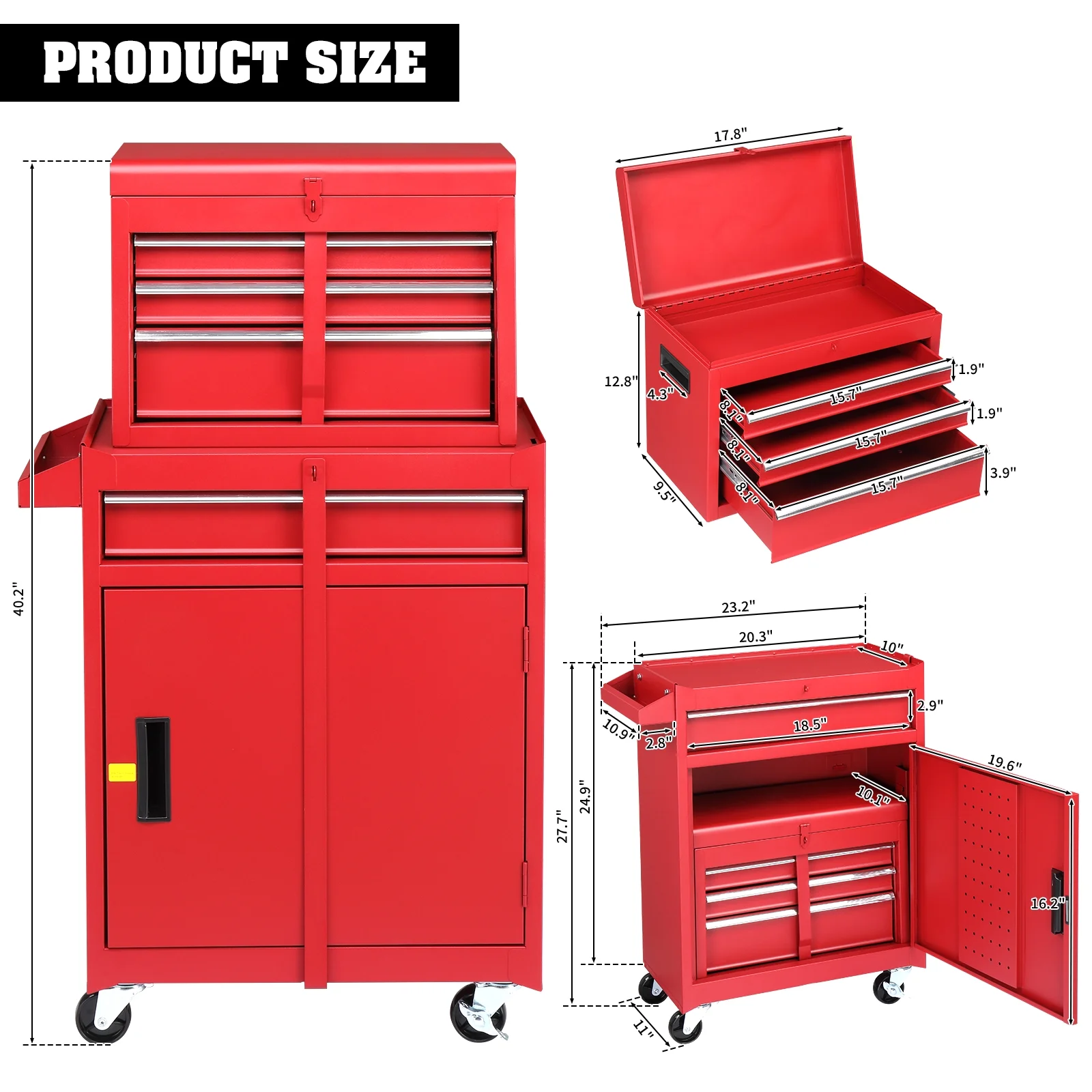 Zimtown Rolling Tool Chest, 4-Drawer Tool Box Organizer, Tool Storage Cabinet - Image 2
