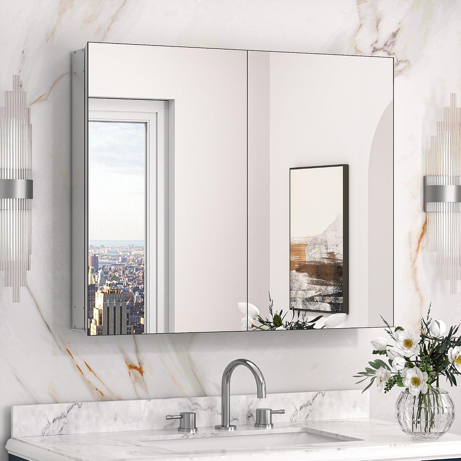 Black Medicine Cabinet with Mirror 20" x 26", Lightweight Aluminum - Image 8