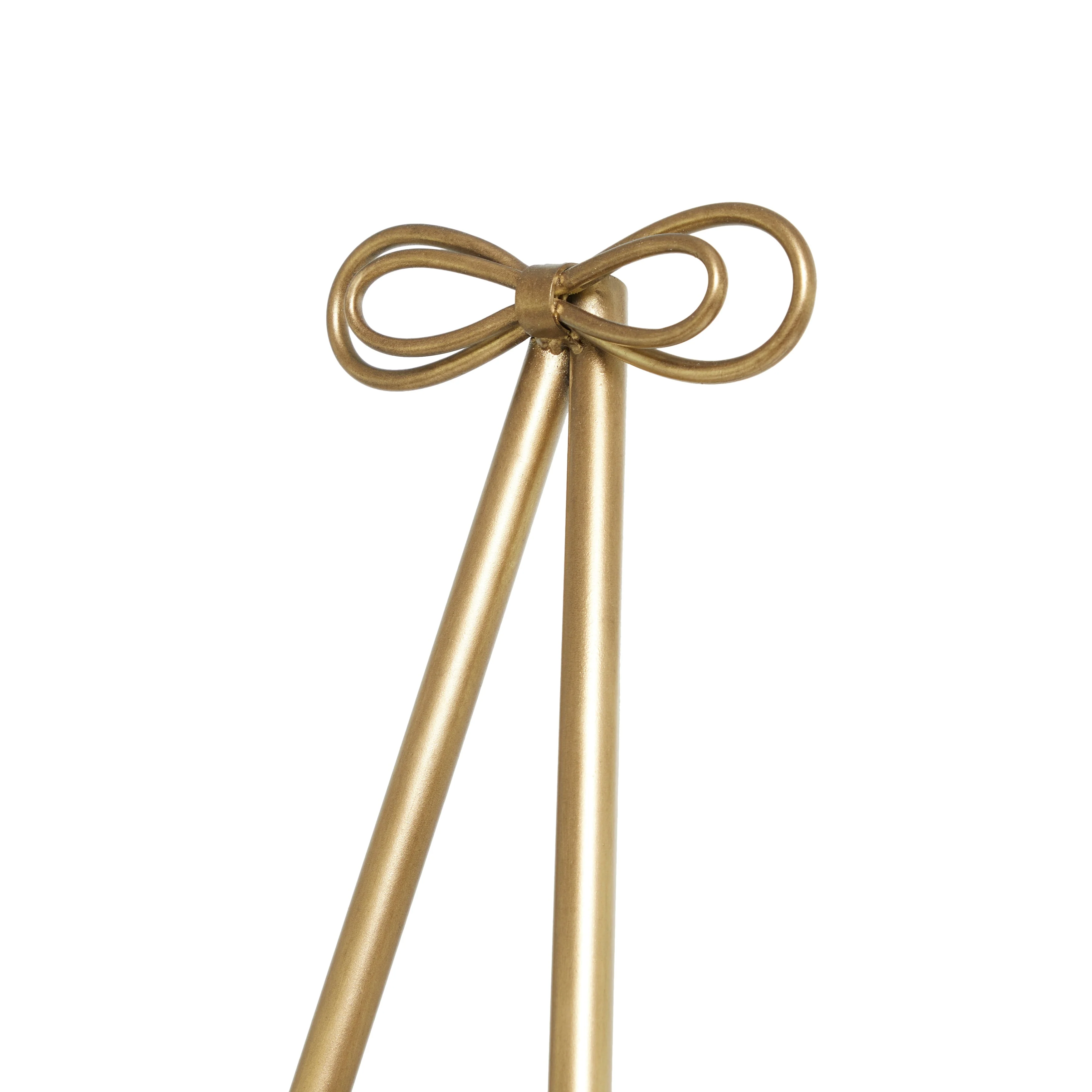 Tall Adjustable 3-Tier Metal Display Stand, Gold Floor Easel with Bow Top - Image 9