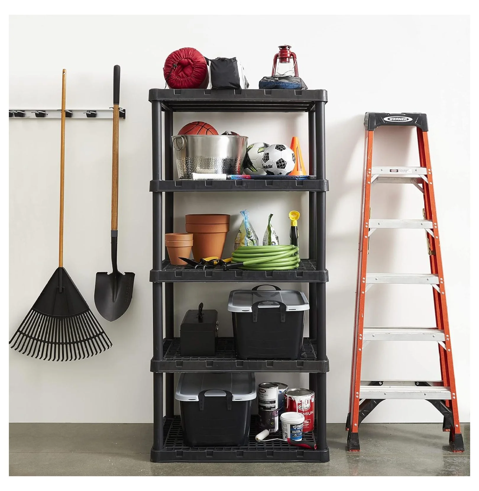 5 Shelf Knect-A-Shelf Ventilated Extra Heavy Duty Storage Unit Organizer System for Home, Garage, Basement, and Laundry, Black - Image 6