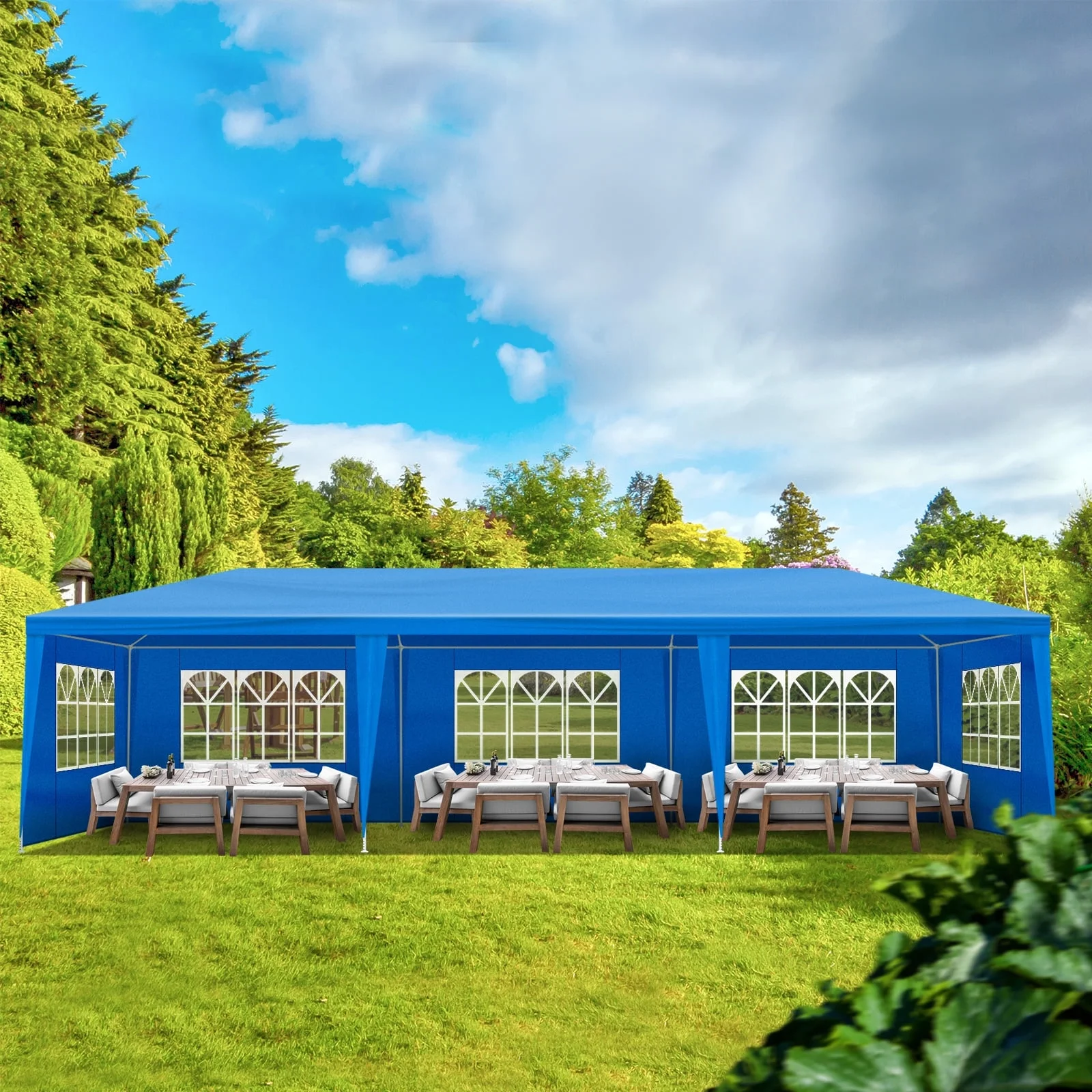 10'x30' Outdoor Party Tent with 8 Removable Sidewalls - Waterproof Canopy Patio Wedding Gazebo for Backyard Events, Blue - Image 15