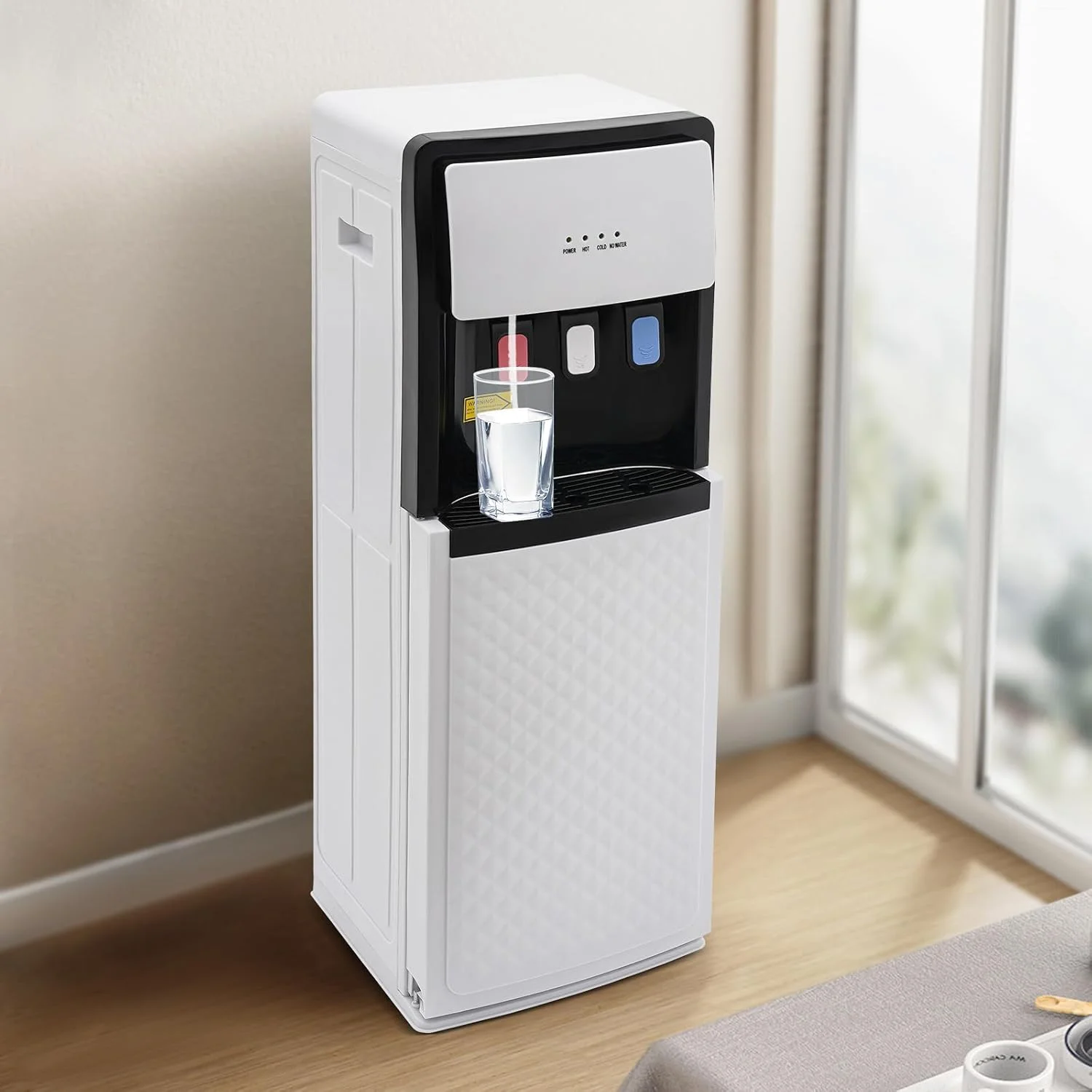 Bottom Loading Water Cooler Dispenser, Storage Cabinet Drinking Fountain Hot & Cold Standing Water Dispenser with Anti-Scalding Design Safety Lock for Home Office (Silver Grey) - Image 21