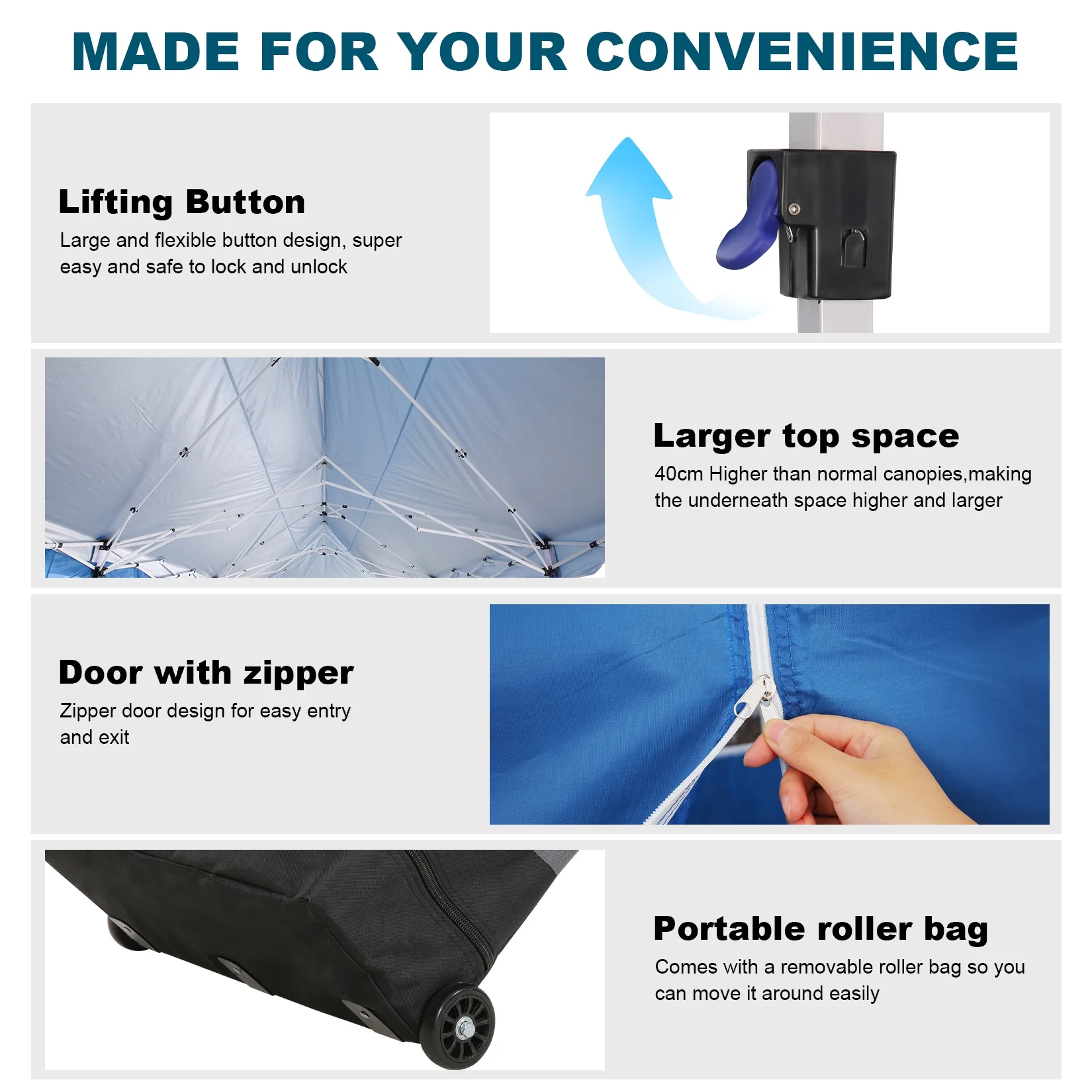HOTEEL Canopy 10'x20' Pop Up Canopy Tent Heavy Duty Waterproof Adjustable Commercial Instant Canopy Outdoor Party Canopy Parties,Wedding,Outside Patio,Event,Backyard,White - Image 16