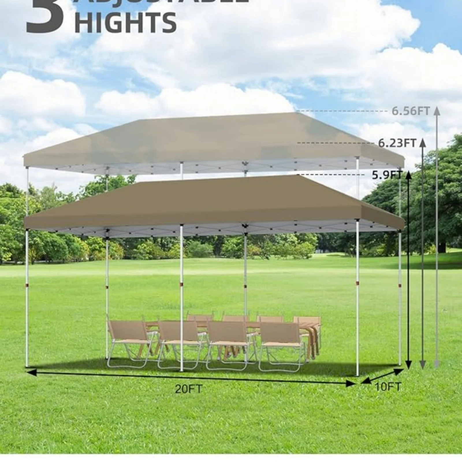10' x 20' Pop Up Canopy Tent for Outdoor, Portable Instant Commercial Canopy for Patio, Backyard, Garden, Lawn, Outdoor Activities - Image 19