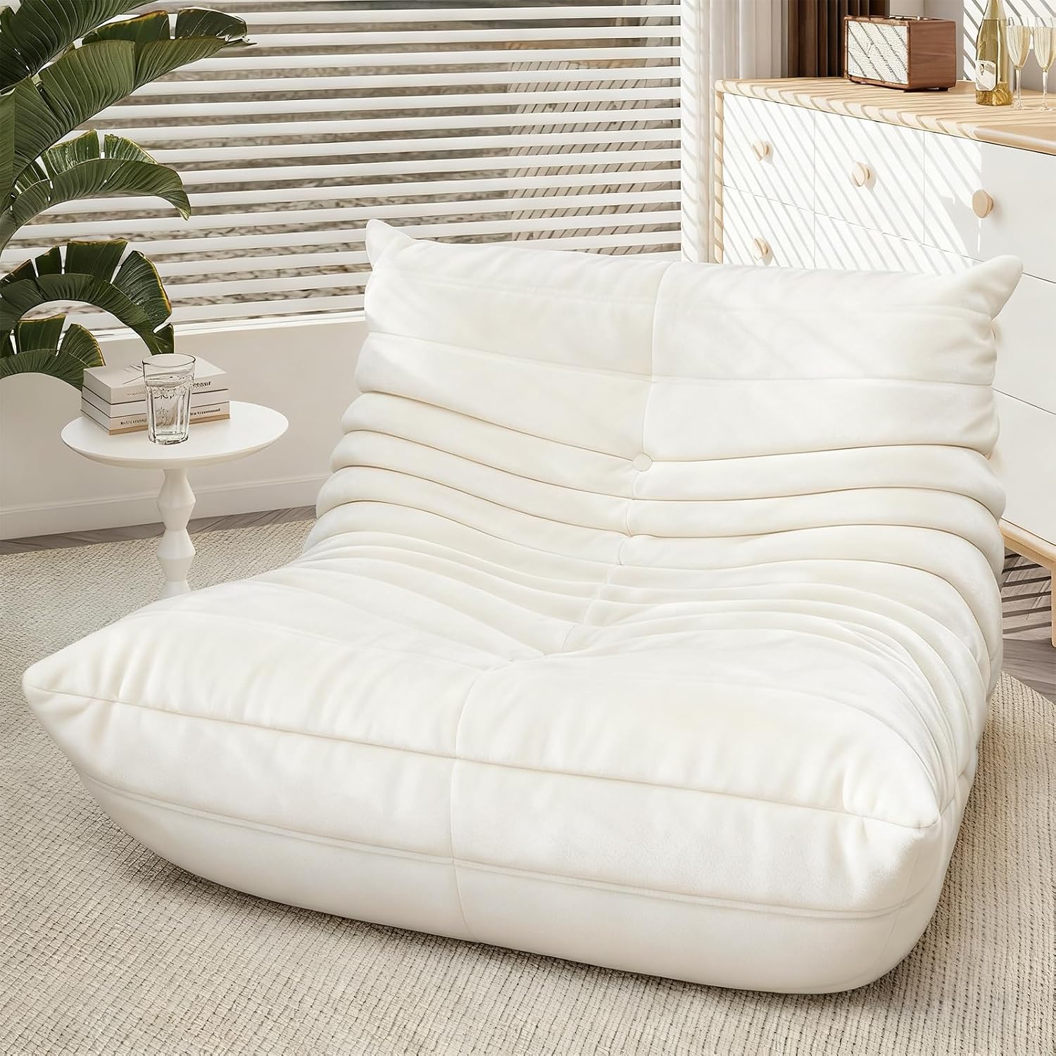 Bean Bag Chair for Adults, High-Density Foam, Dutch Velvet, Grey - Image 4