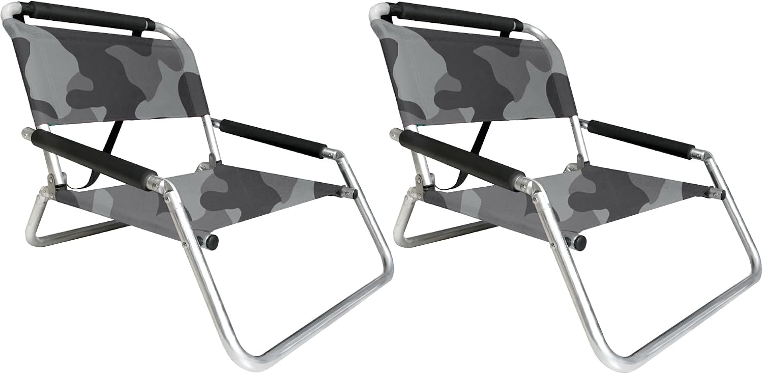 Lightweight Portable Foldable Recliner Beach Chairs, with Slip Pockets and Shoulder Strap, 2 Pack, Black, XL - Image 11