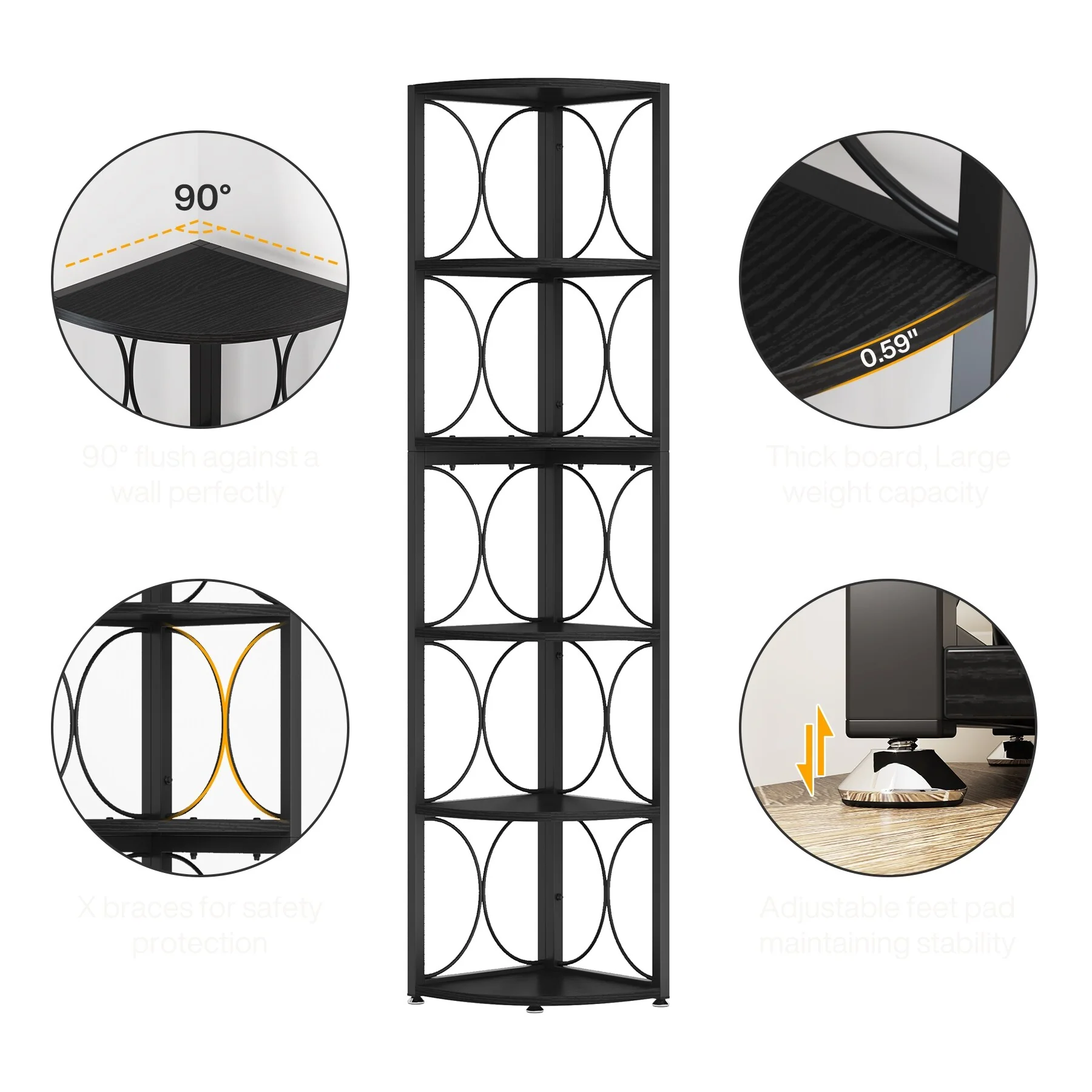 67 Inch Tall Corner Shelf, Freestanding Corner Bookshelf and Storage Shelving Unit - Image 21