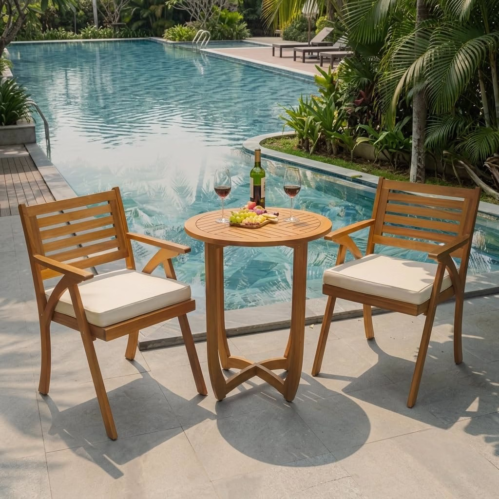 Heavy Duty 500lbs Weight Capacity Wicker Bistro Table and Chairs Set of 2 with Premium Olefin Fabric Soft Cushions - Image 7