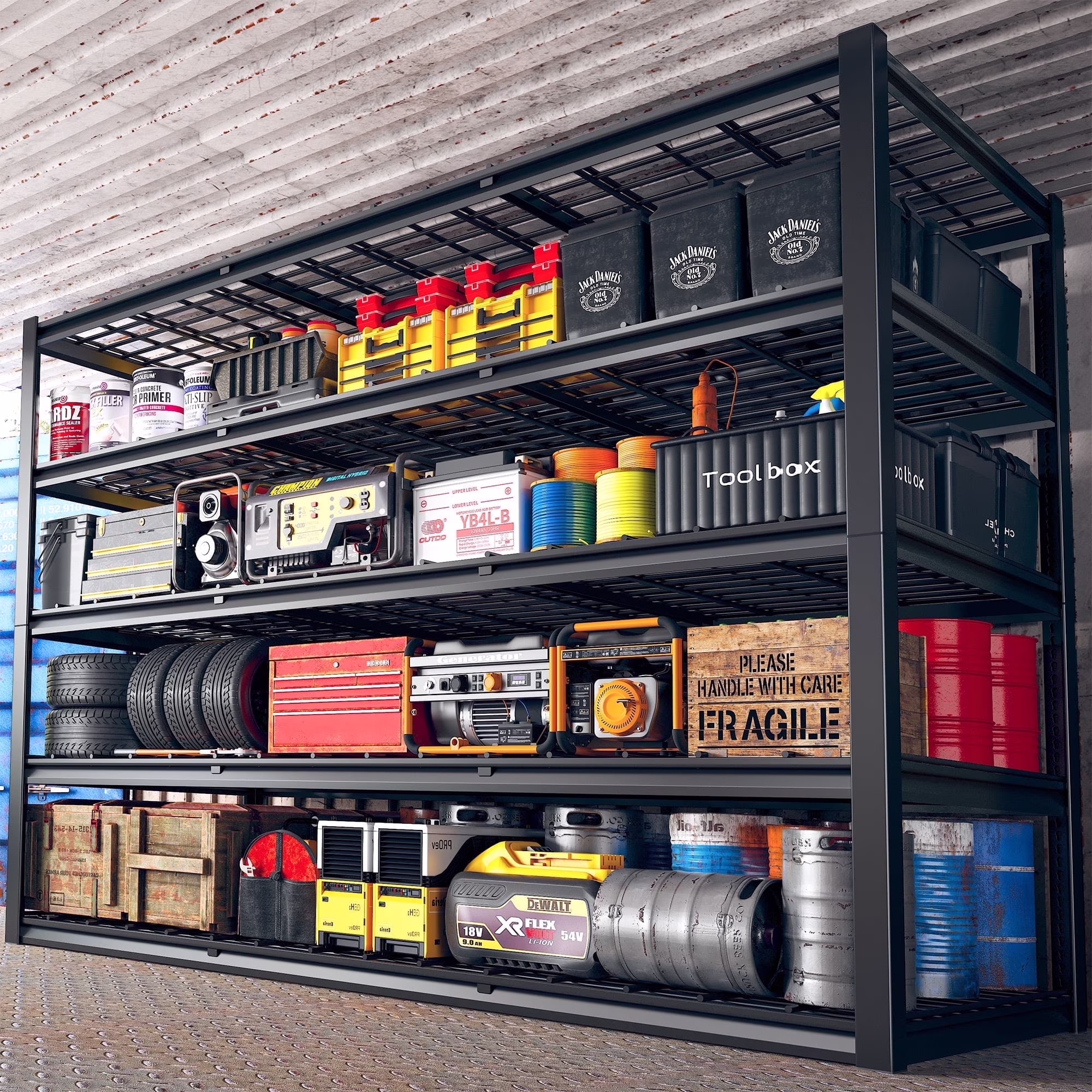 REIBII 60" W Garage Shelving 3000LBS Heavy Duty Storage Shelves Adjustable 5 Tier Metal Storage Rack,60" W x 24" D x 72" H - Image 4