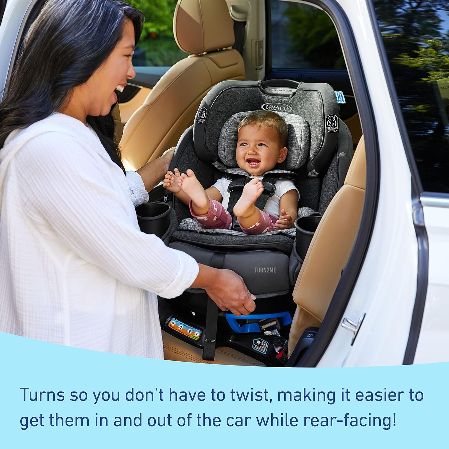 3-in-1 Convertible Car Seat, Rotating, Rear& Forward-Facing, Highback Booster,, Cambridge - Image 3