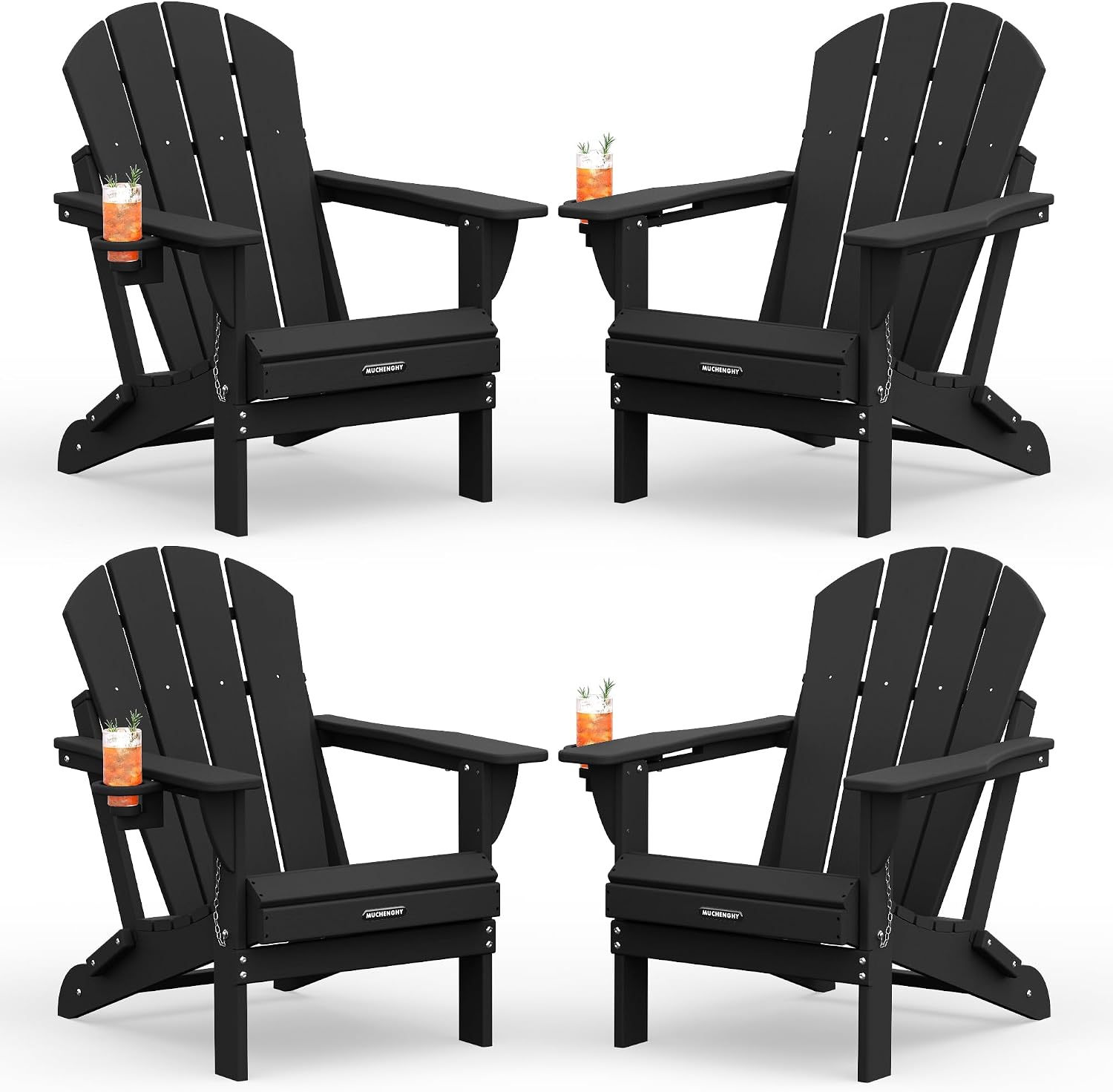 Folding Adirondack Chairs, HDPE Patio Chair, Dark Navy Blue
