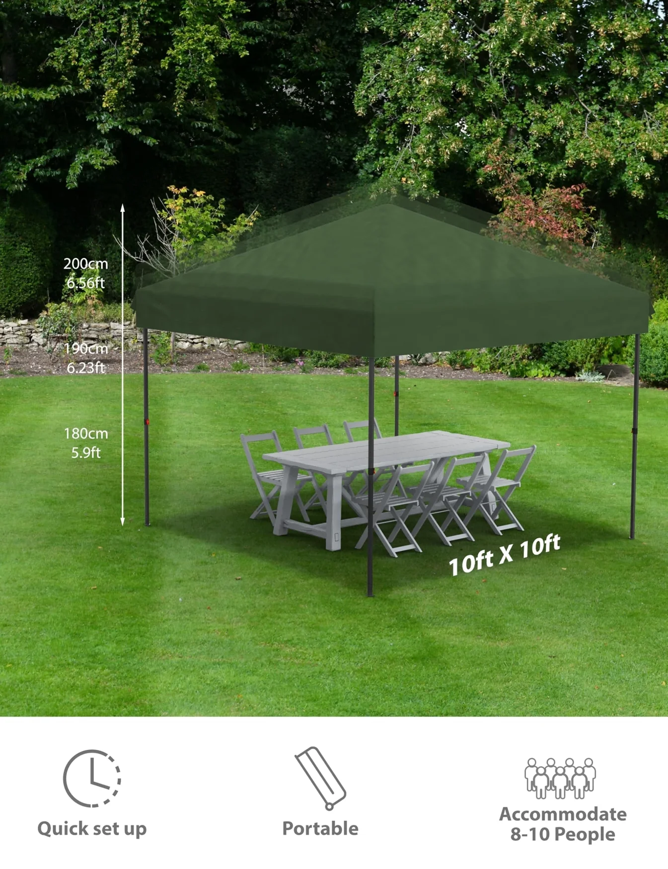 Arigeas Pop Up Canopy Tent 10'x10' with Adjustable Height, Easy Outdoor Sun Shade Shelter for Party, Event, Patio - Image 4
