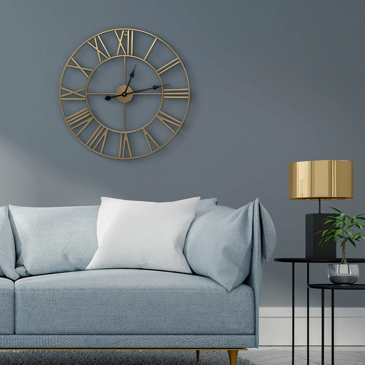 24 Inch Large Round Gold Metal Wall Clock, Decorative Analog Clock for Home - Image 6