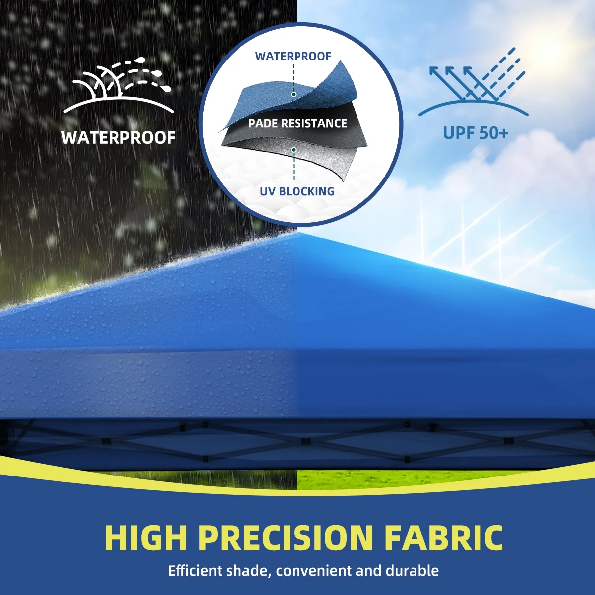 10x10 Pop Up Canopy Tent With Durable Silver Coated Cover And Adjustable Slant Legs, Easy Setup Outdoor Patio Instant Sun Shelter - Blue, Included 1 x Storage Carry Bag, 4 x Guylines, 8 x Stakes - Image 4