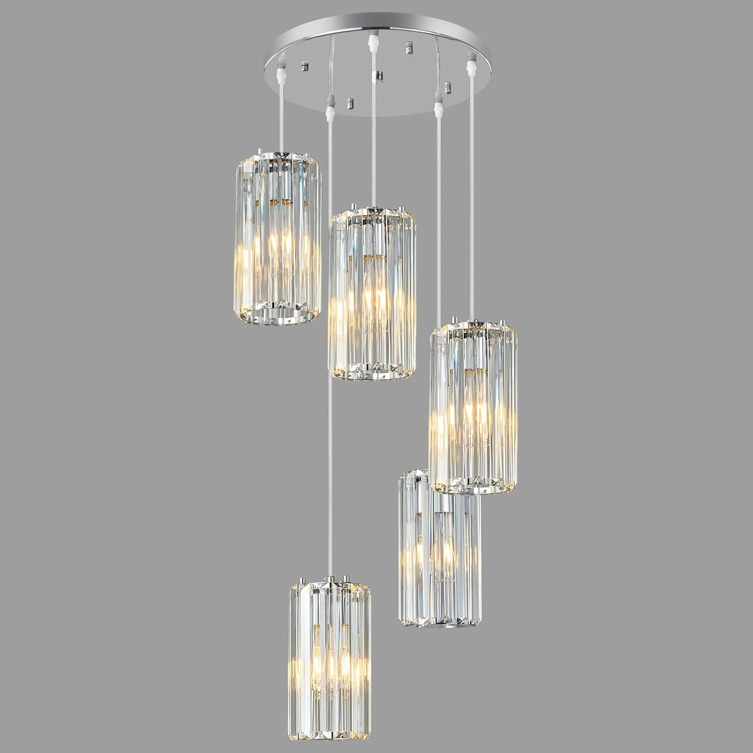 Chrome Pendant Lighting, Modern Pendant Light, Mini Crystal Chandeliers, Adjustable Pendant Light Fixture for Kitchen Island, Dining Room, Corridor & Bedroom (Chrome, 3-Pack) - Image 4