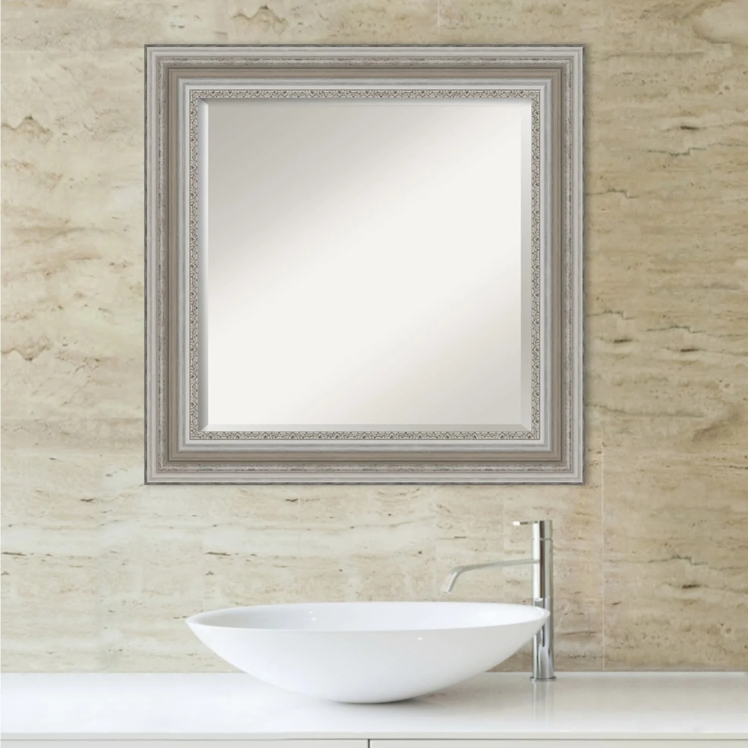 Beveled Bathroom Wall Mirror, Silver Frame Decorative Vanity Mirror for Bathroom, Bedroom and Entryway - Image 4