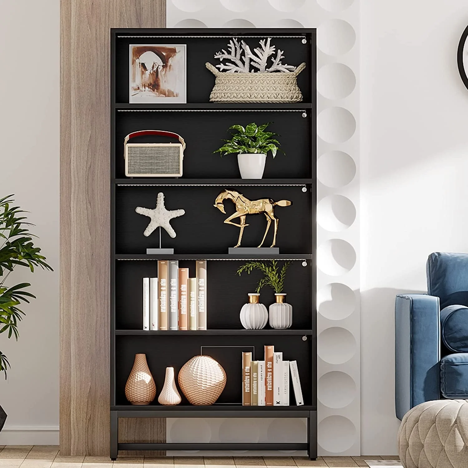 70.87 Inch Tall 5-Tier Bookcase, Large Bookshelf with 31.5 Inch Wide Storage - Image 14