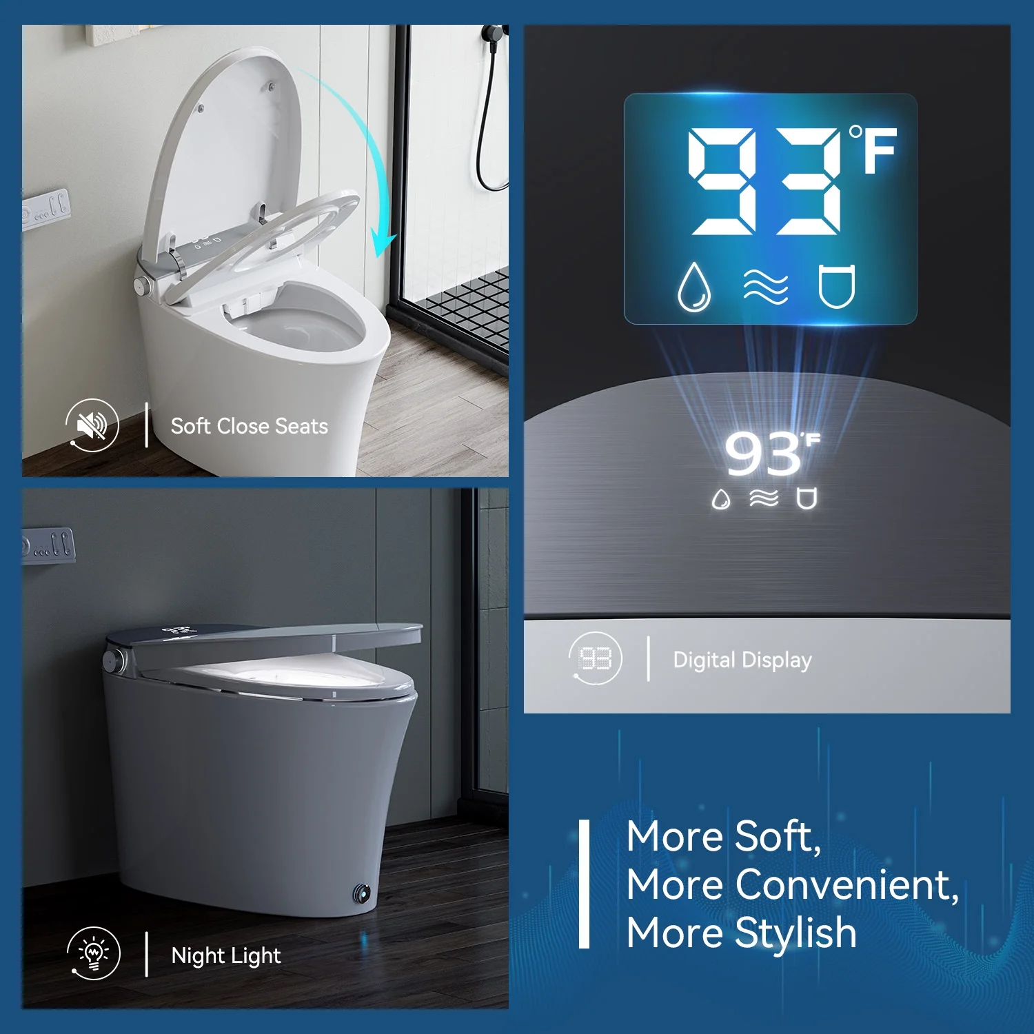HOROW Smart Bidet Toilet Adjustable Cleaning , Heated Seat, No Water Pressure Limit, Auto Open/Close - Image 13