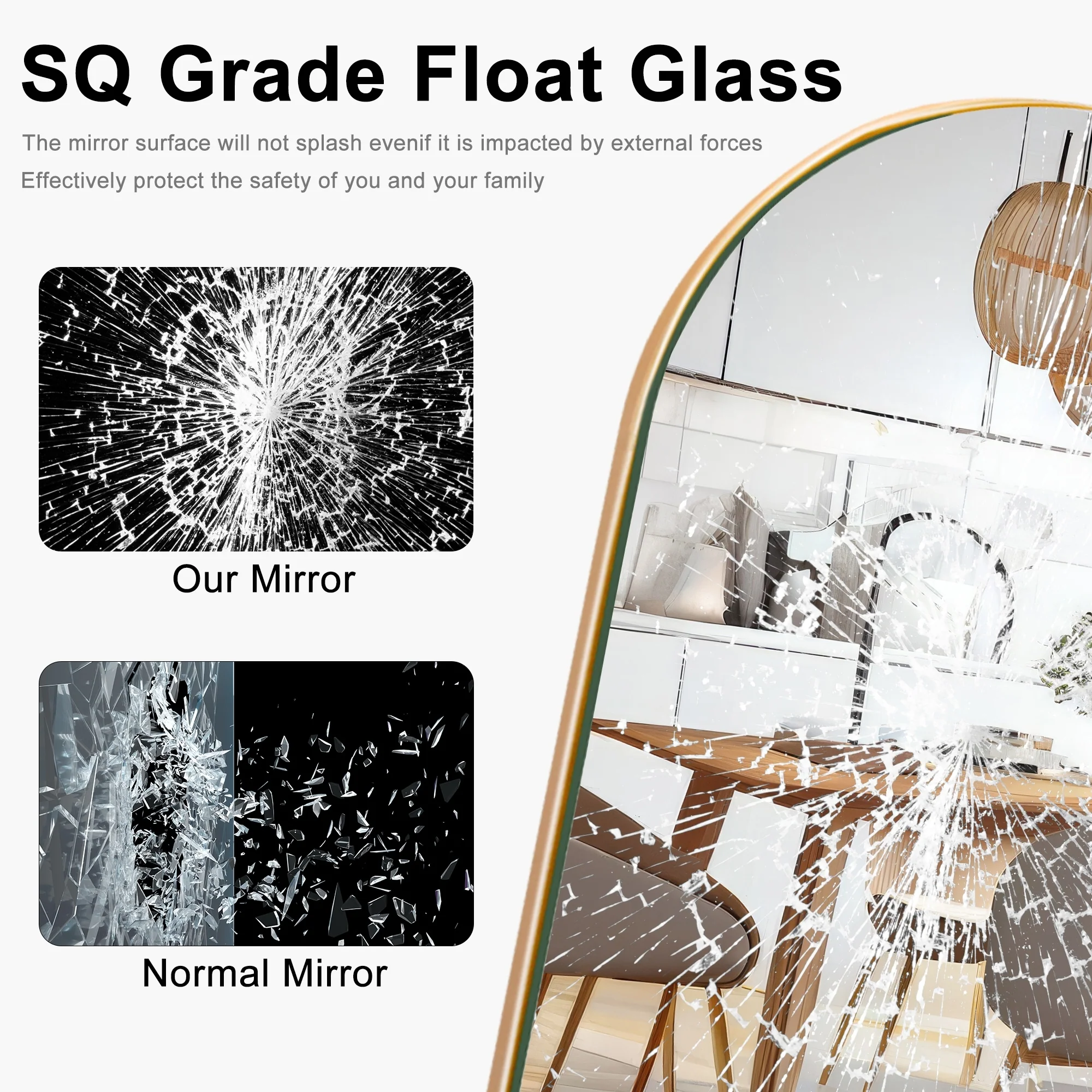 Arched Full Length Wood Floor Mirror, Full Body Standing and Wall Mounted Mirror for Bedroom, Living Room and Home Decor - Image 15