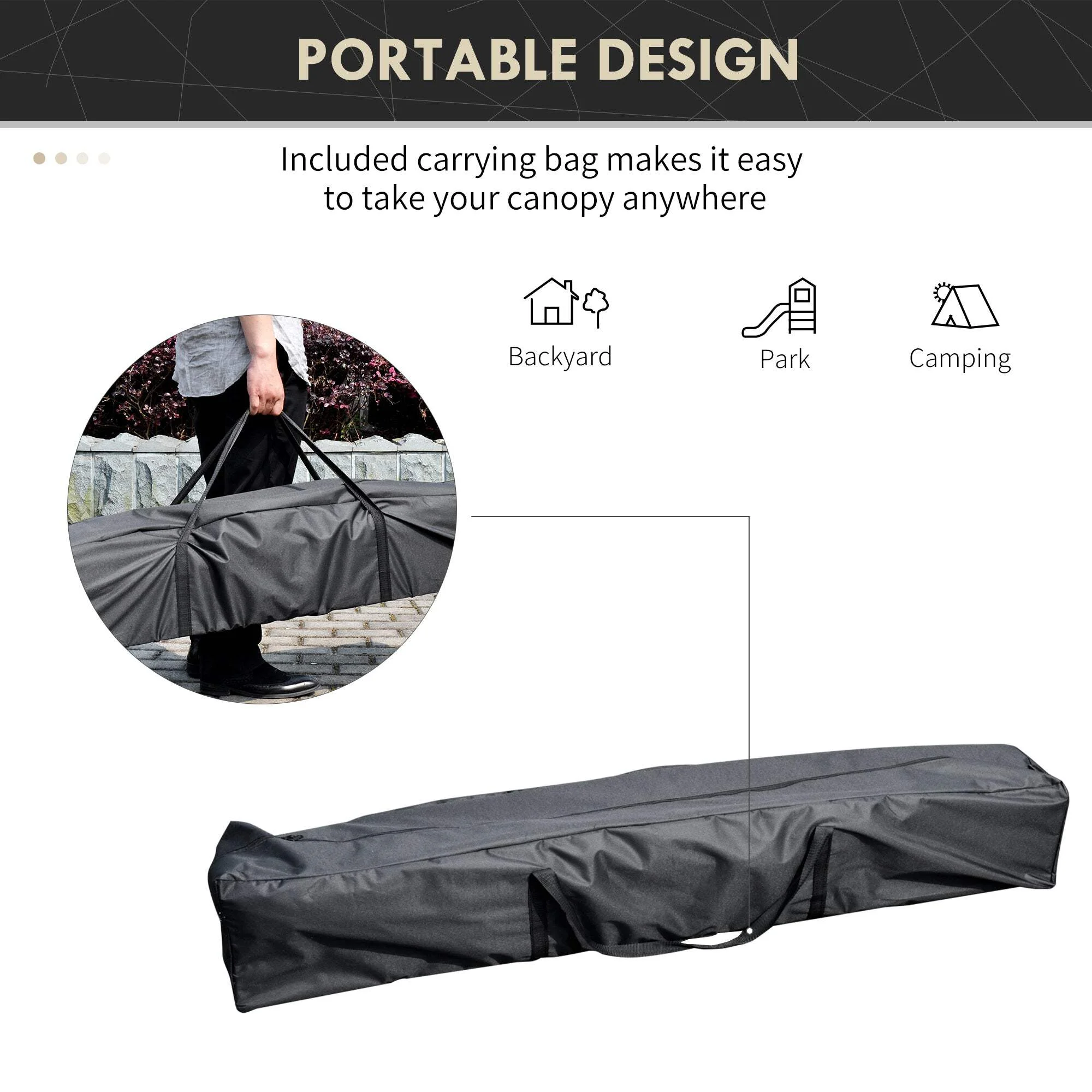 Outsunny 13' X 13' Pop Up Canopy Tent, Instant Sun Shelter, Tents For Parties, Height Adjustable, With Wheeled Carry Bag For Outdoor, Garden, Patio, Parties, Beige Beige Steel - Image 4