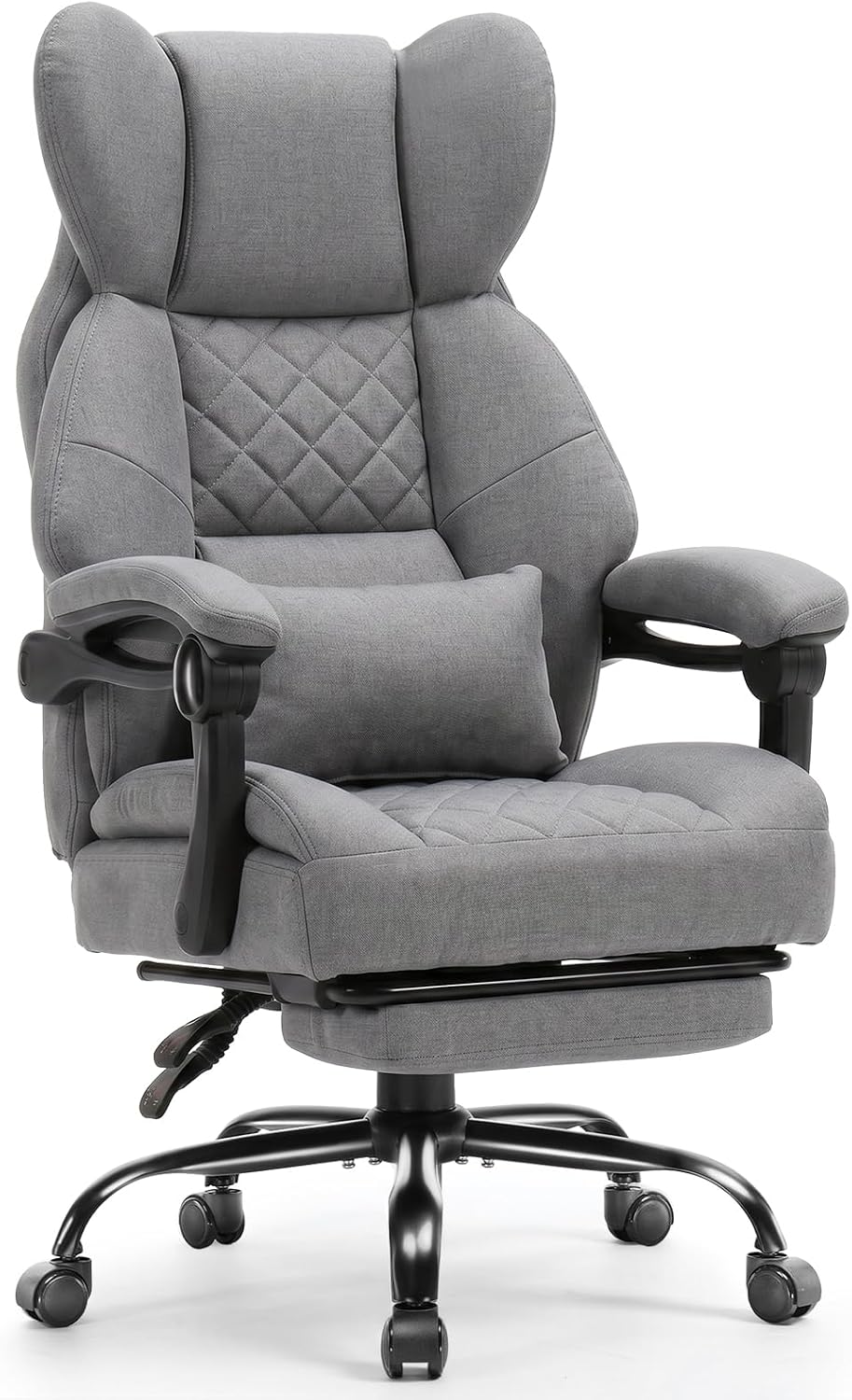 Big & Tall Ergonomic Gaming Chair, Wide Spring Seat, Linkage Armrest, Earth Black - Image 9
