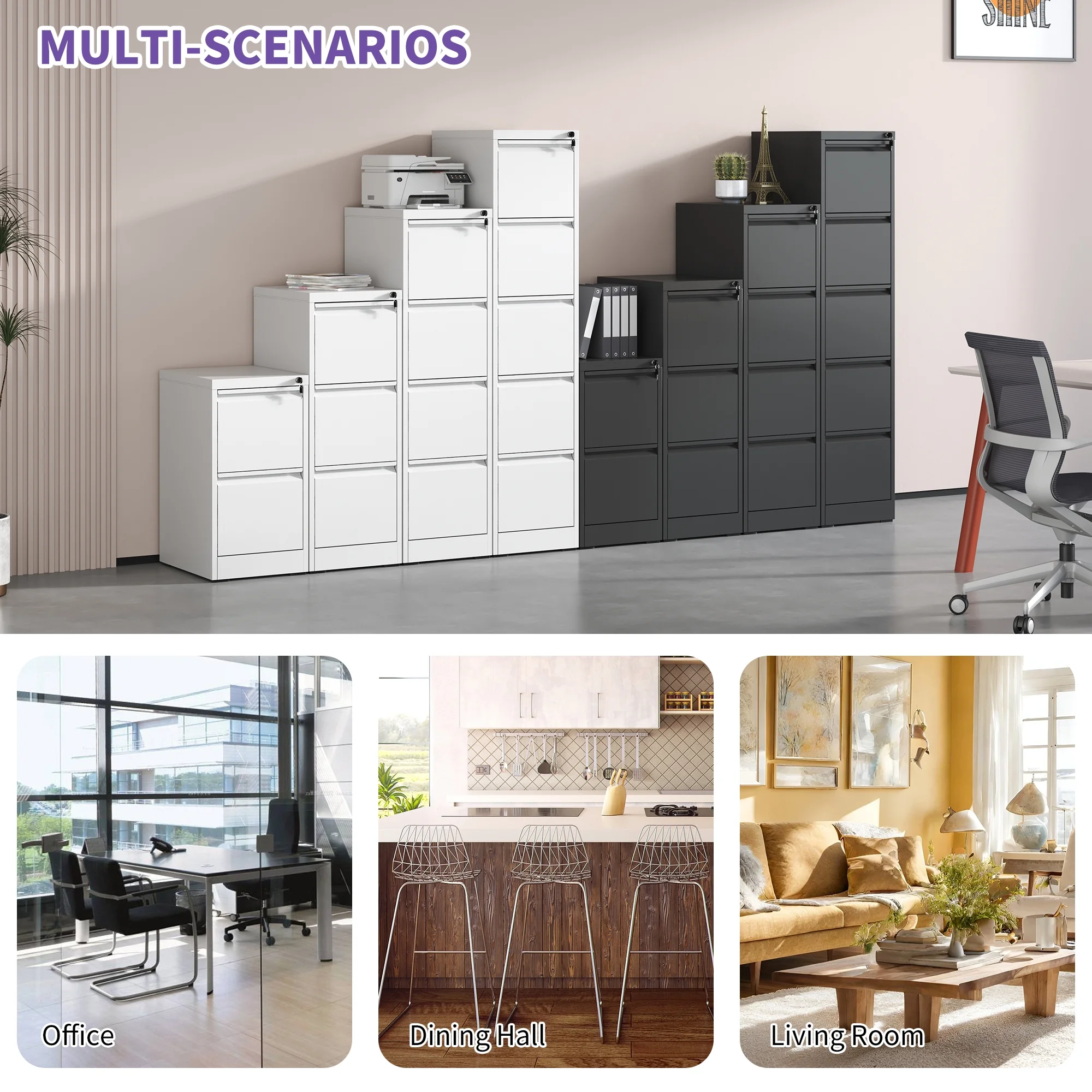 Daatumm 2-Drawer Vertical File Cabinet with Lock, Steel Metal Office & Home Storage for A4/Letter/Legal Size Documents - Image 7