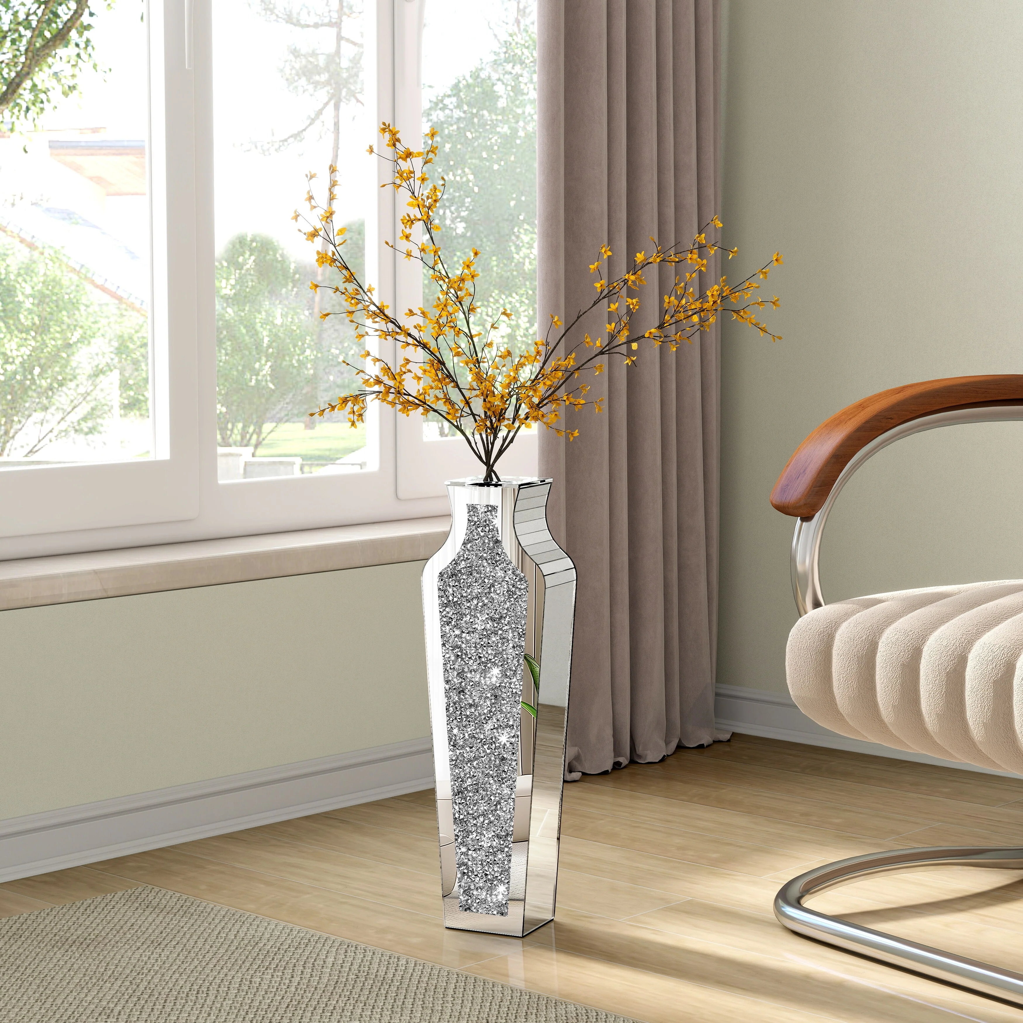 Tall Crushed Diamond Floor Vase, Luxury Decorative Crystal Accent Vase for Living Room, Bedroom and Home Decor - Image 8