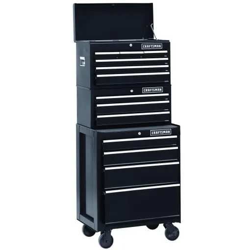 26 Inch 3-drawer Heavy-duty Ball Bearing Middle Chest Black - Image 2