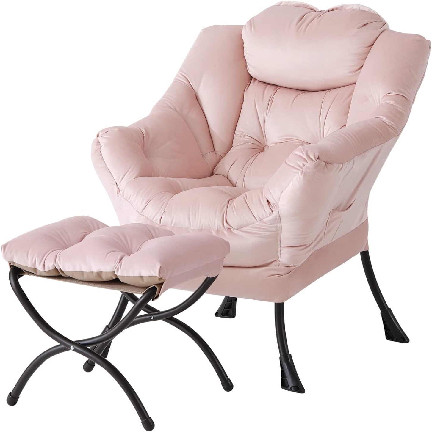 Lazy Chair with Ottoman, Reading Chair with Footrest, Jet Black - Image 30