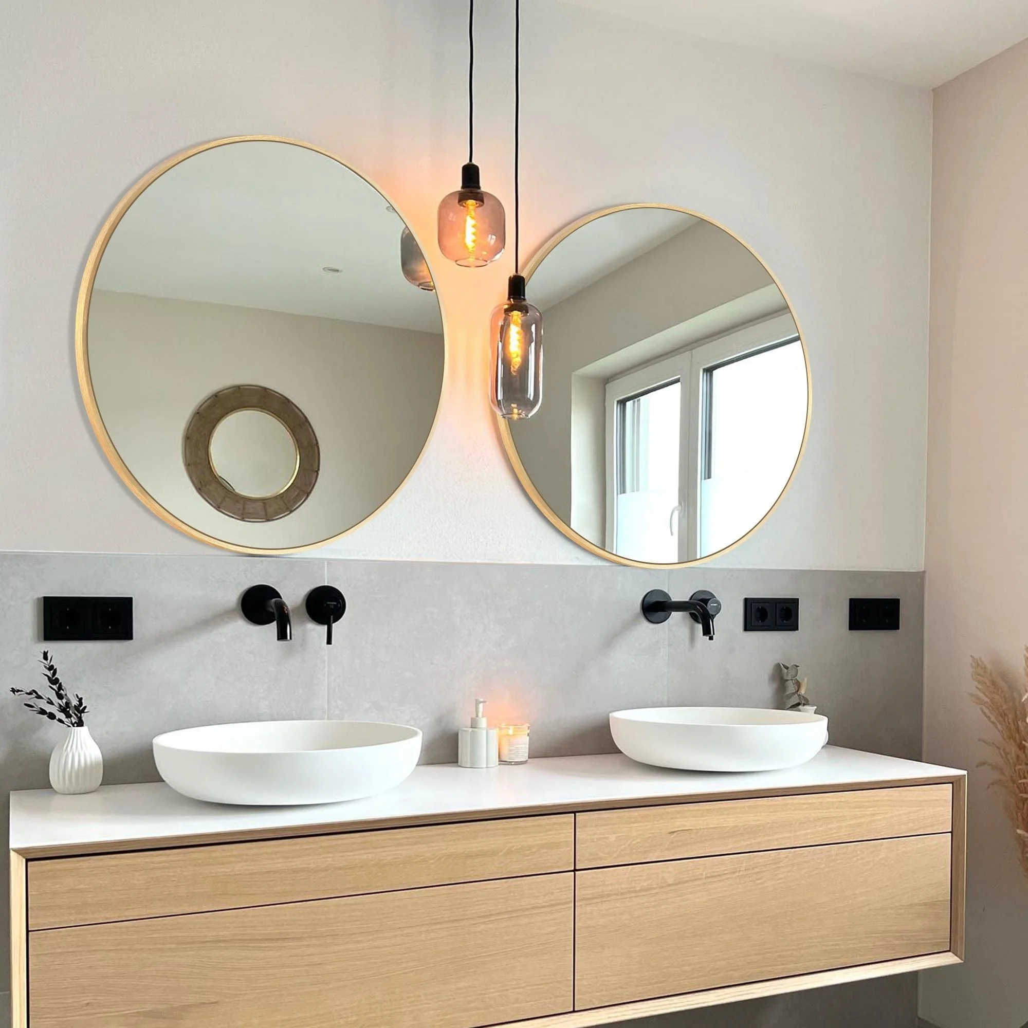 Modern Round Bathroom Vanity Mirror, Wall Mounted Circular Mirror for Bathroom, Bedroom and Home Decor - Image 34